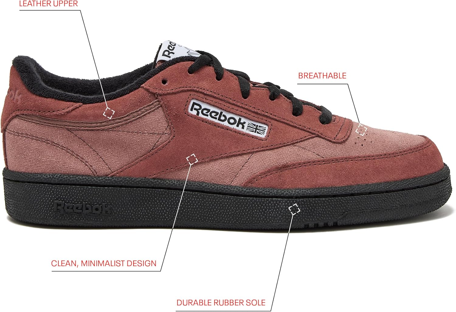 Reebok Club C 85 Mens Tennis Shoes, Casual Fashion White Sneakers for Men