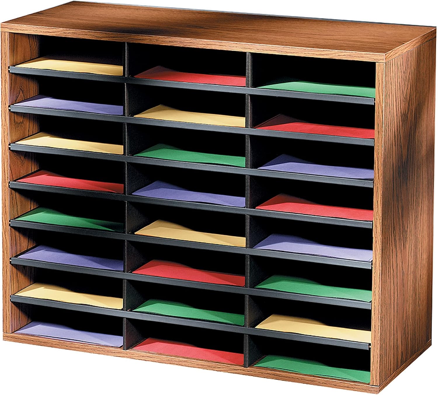 Fellowes 24-Compartment Literature Organizer, Letter Size, Medium Oak (25043)