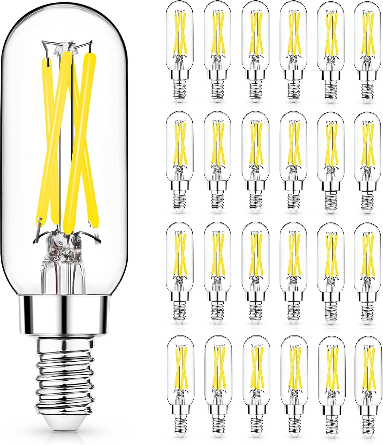 12 Pack E12 LED Edison Bulbs, 4W Dimmable T6, 2700K Warm White | Equal 40W, Dimmable T6 T25 LED Bulb, 420lm, No flicker, Candelabra light bulb for Chandelier, Ceiling Fan, Not E26 Base