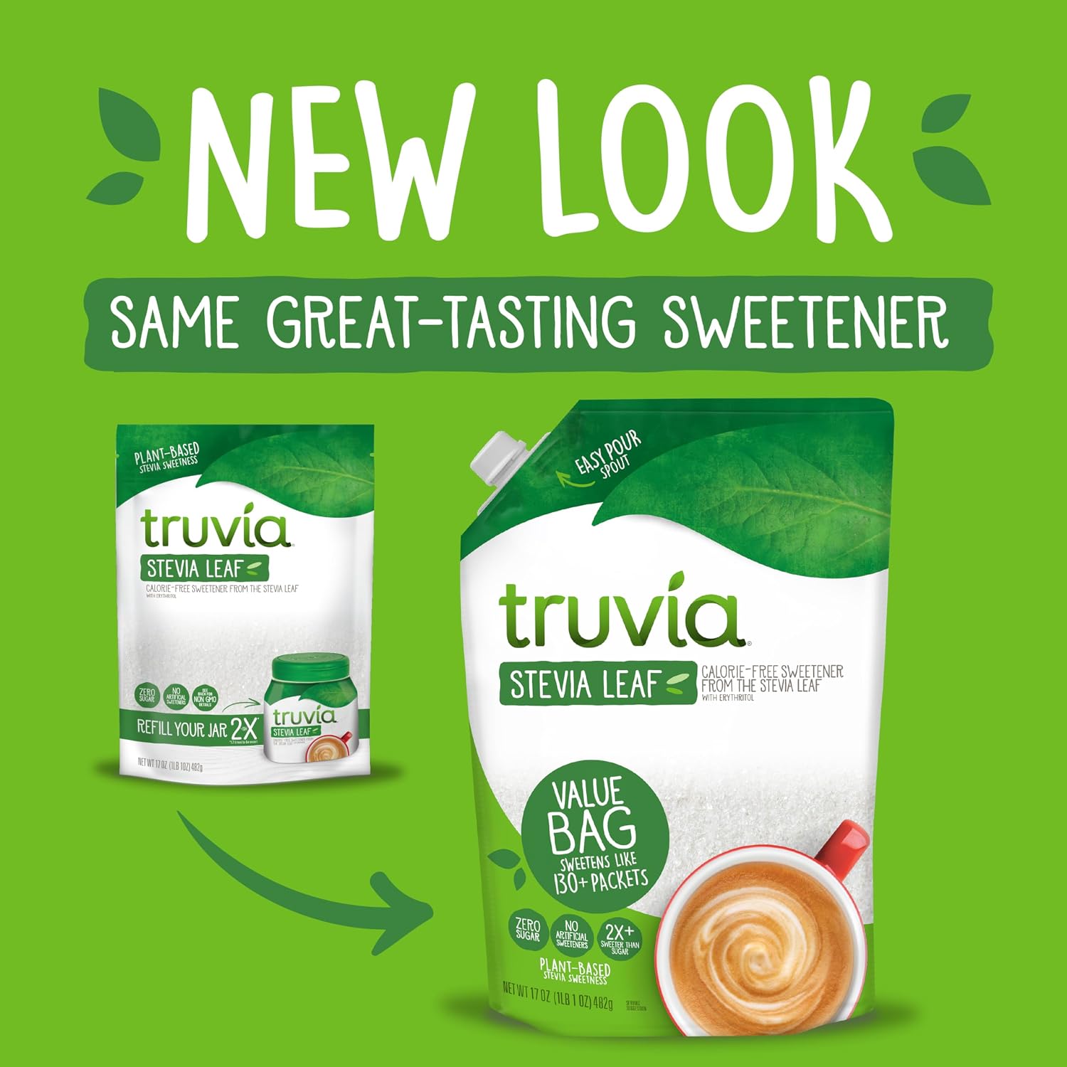 Truvia, Sweetener Natural Calorie Free, 9.8 Ounce | Spoonable jar; 3/4 tsp = 2 tsp sugar; stevia leaf, erythritol; non-GMO, gluten-free, kosher; diabetic & keto