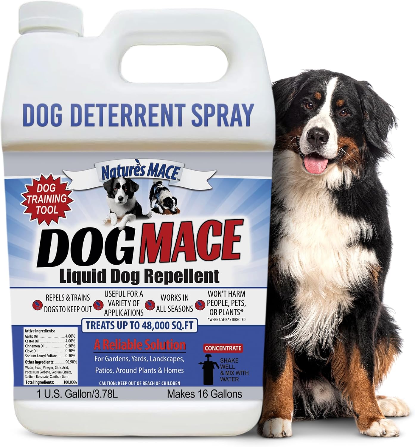 Nature's MACE Dog Mace Dog Repellent 1 Gallon Concentrate | Potty Training Tool Spray, Indoor & Outdoor, Pee Deterrent, Safe Around Kids, Pets, Garden & Plants, Treats 48,000 Sq. Ft.