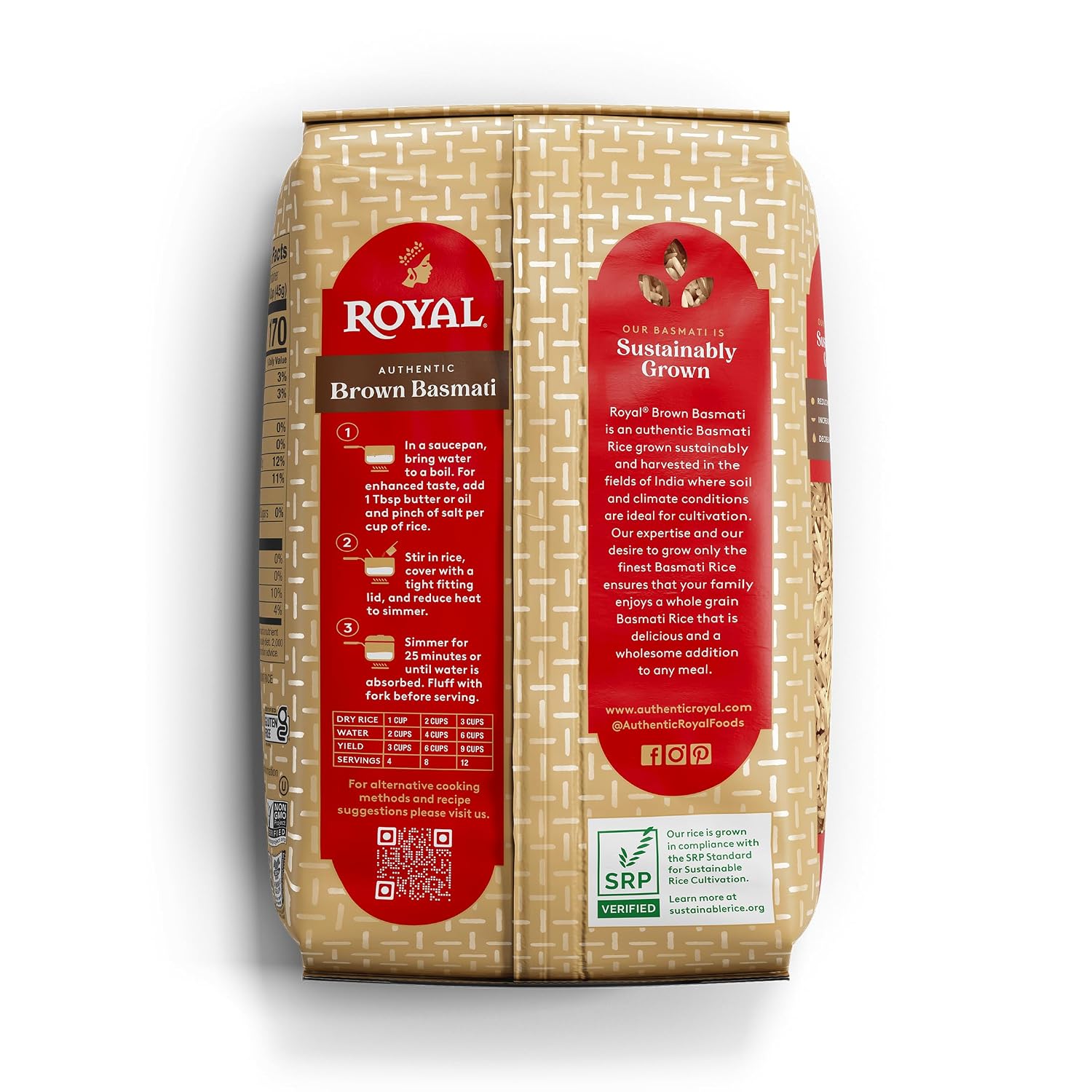 Royal Brown Basmati Rice - Authentic Long Grain Rice - 10 lb Bag | Perfect for Biryanis, Pilafs & Curries - Cook in Microwave or on Stove Top
