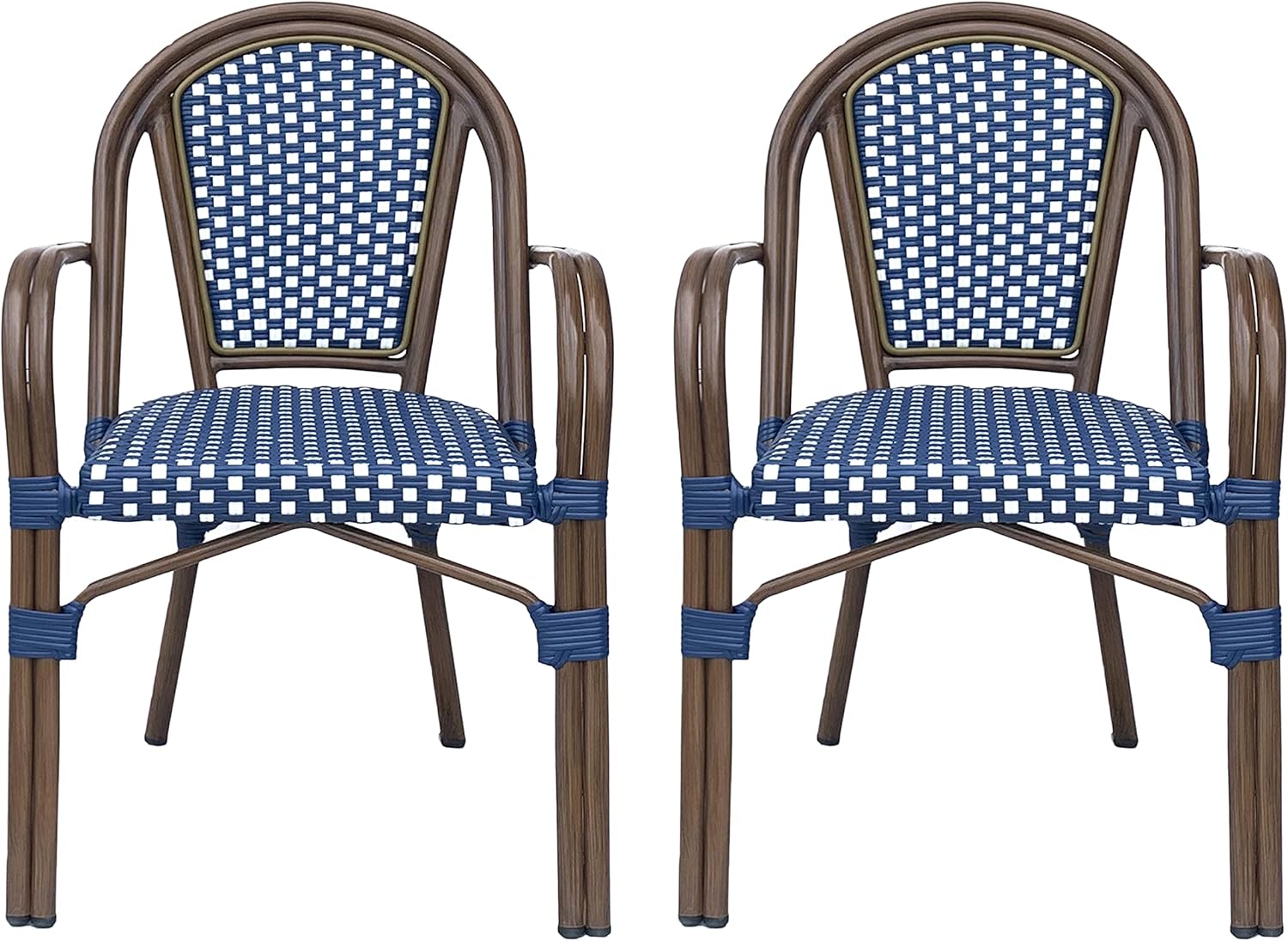 Christopher Knight Home Anastasia Outdoor French Bistro Chair (Set of 2), Black + White + Bamboo Print Finish