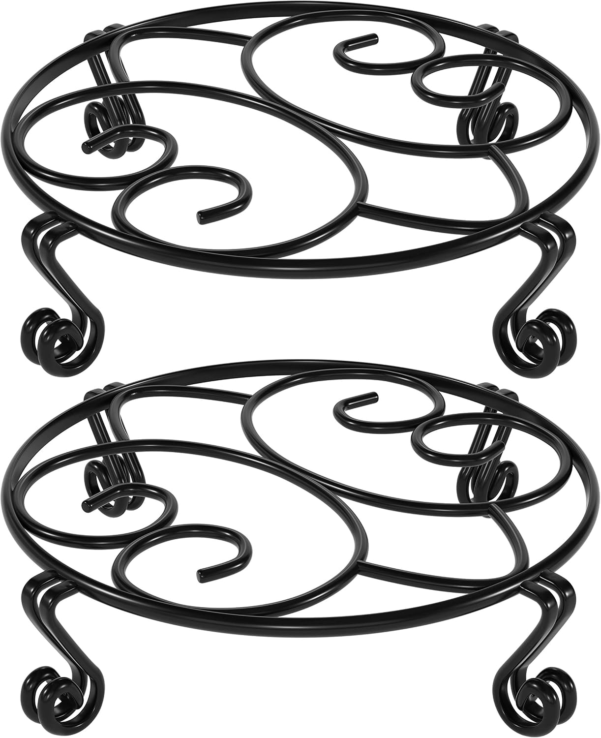 Yimobra 2 Pack Plant Stand for Flower Pot Heavy Duty Potted Holder Indoor Outdoor Metal Rustproof Iron Garden Container Round Supports Rack for