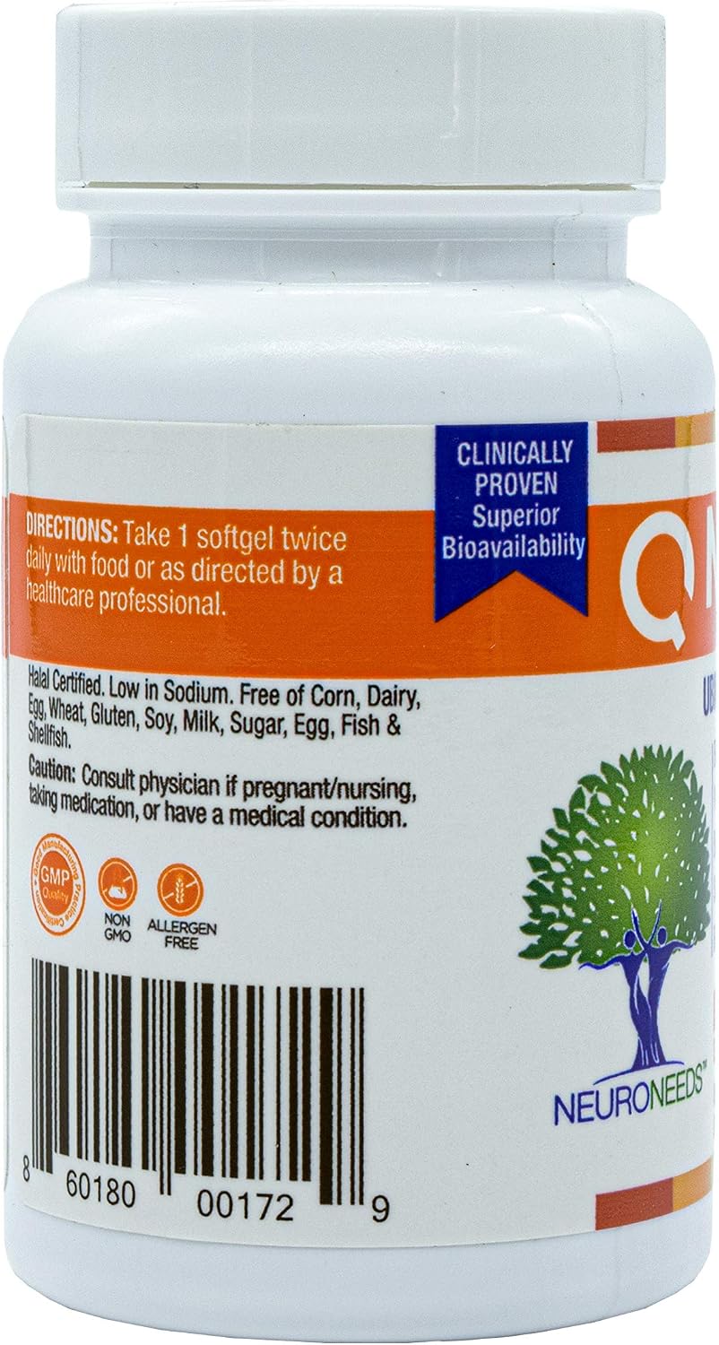 QNeeds® coqh-cf Ubiquinol 100 mg COQ10 Clinically Proven Enhanced Delivery for Maximum Absorption, Enhanced Mitochondrial Support