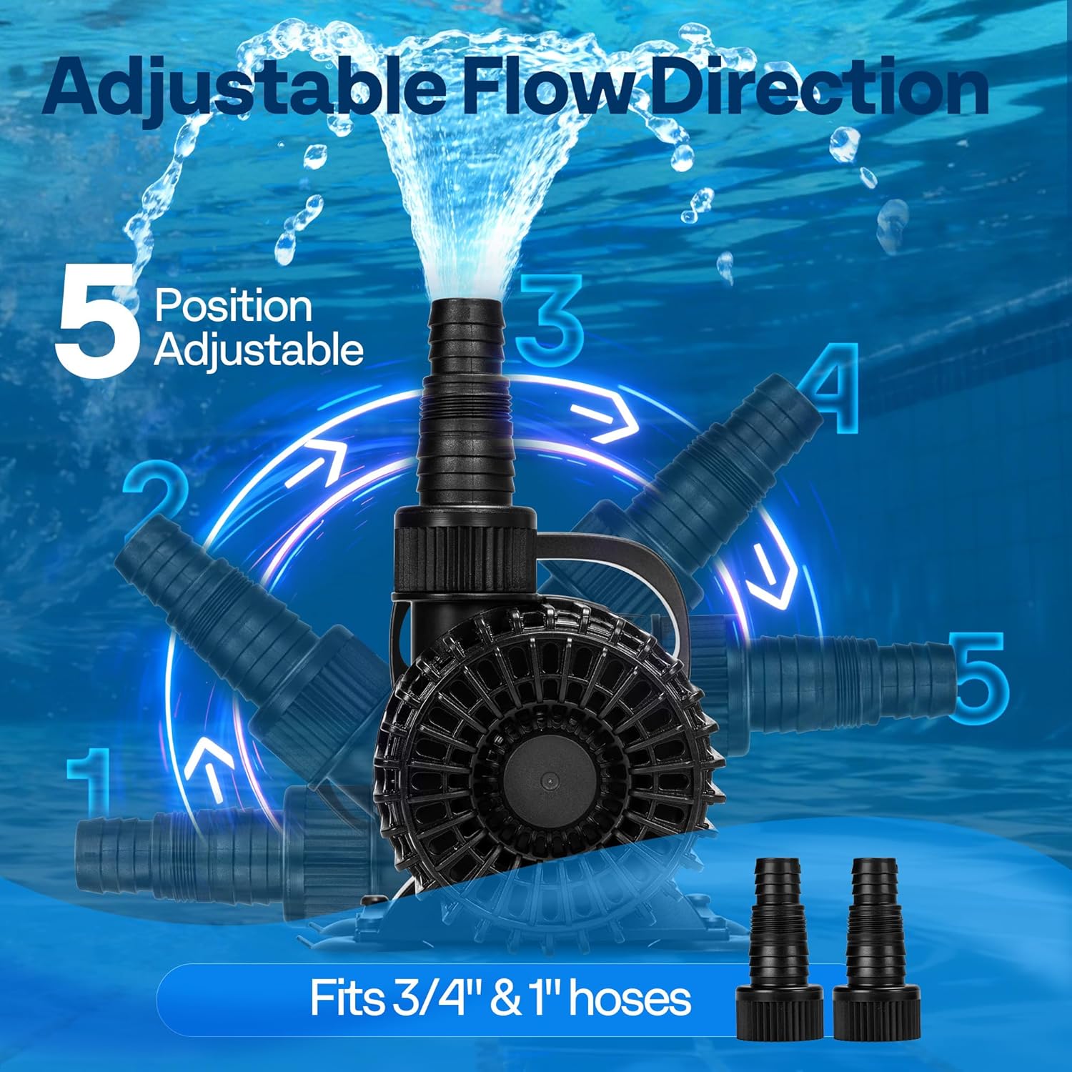 VIVOHOME 100W Pond Pump, 1600GPH Submersible Water Pump for Koi Pond