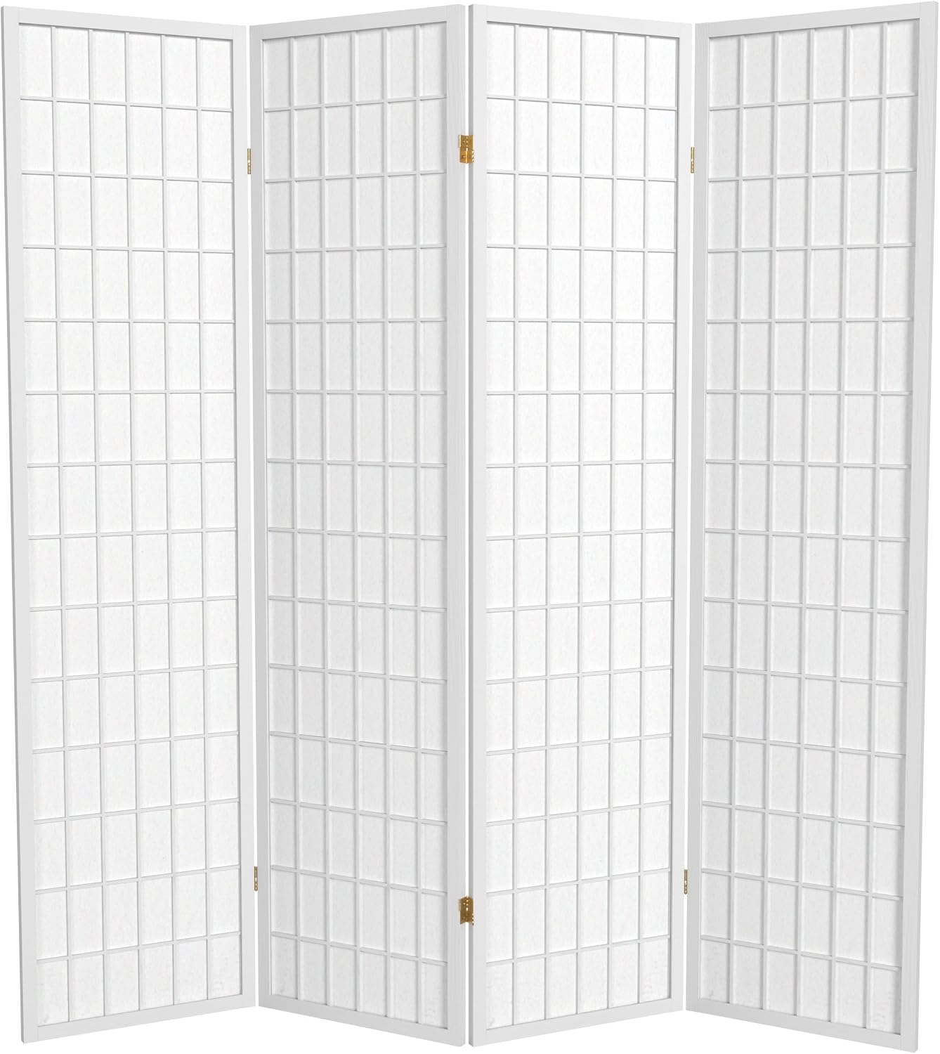 Red Lantern 6 ft. Tall Window Pane Shoji Screen - Walnut - 5 Panels