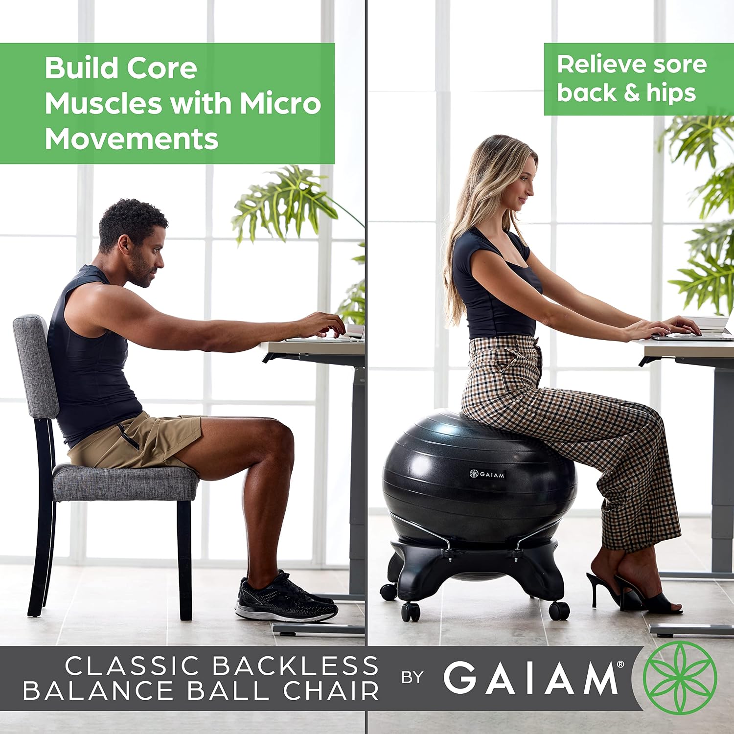 Gaiam Ultimate Balance Ball Chair, Swivel Base, Home & Office