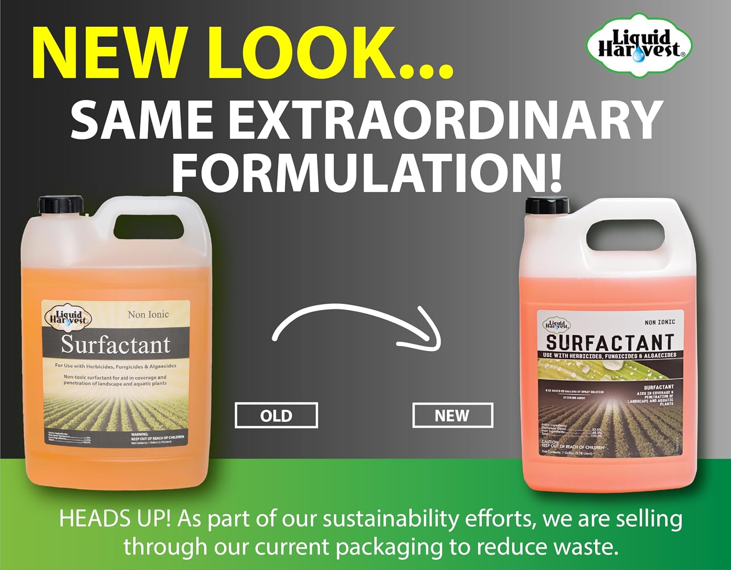 Liquid Harvest Concentrated Surfactant for Herbicides Non-Ionic Gallon (128oz), Increase Product Coverage, Increase Product Penetration