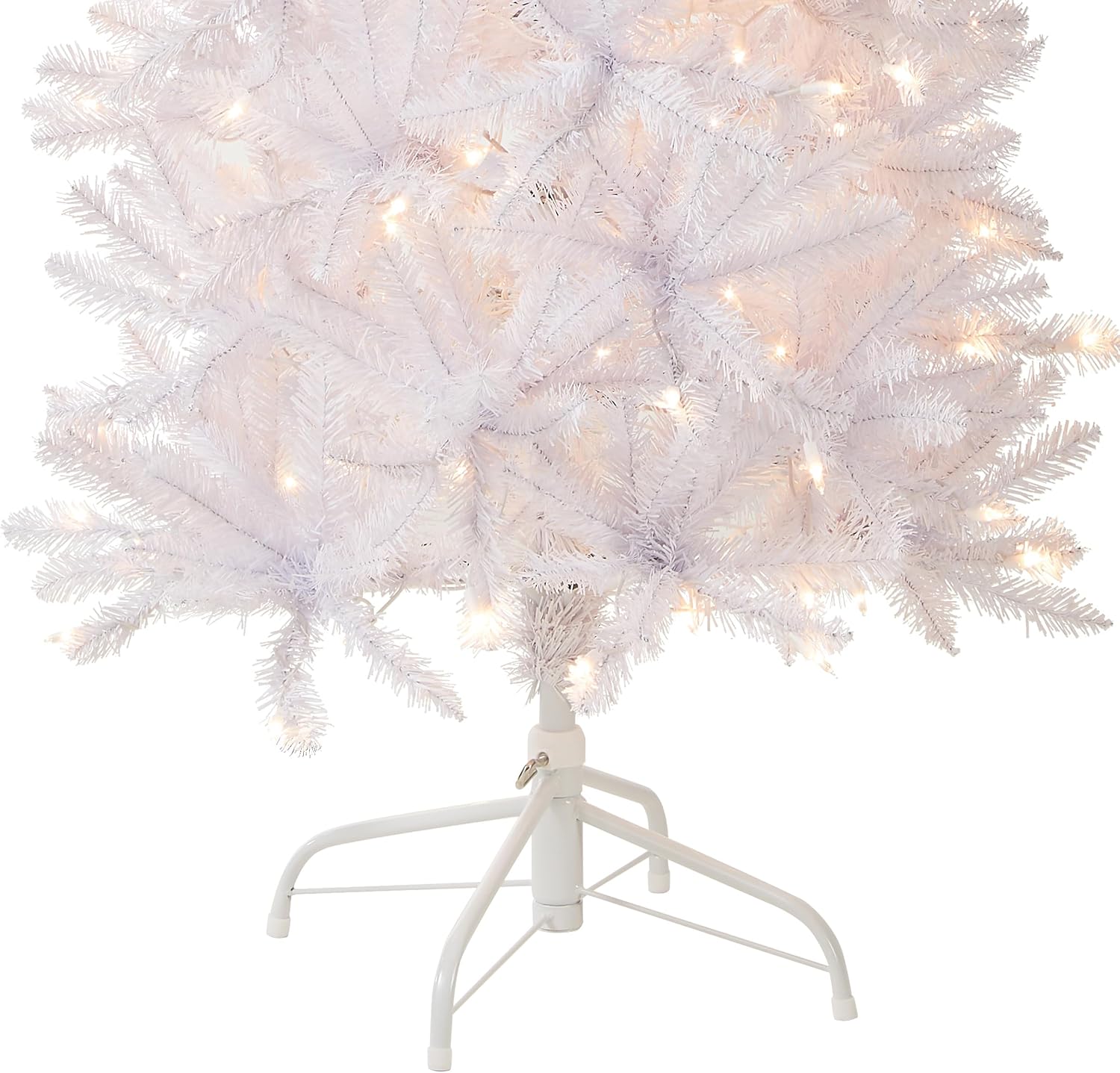 National Tree Company 7.5ft Pre-Lit Kingswood Fir Slim Christmas Tree | 350 Clear Lights, 1,075 Tips, Includes Stand, Artificial, White