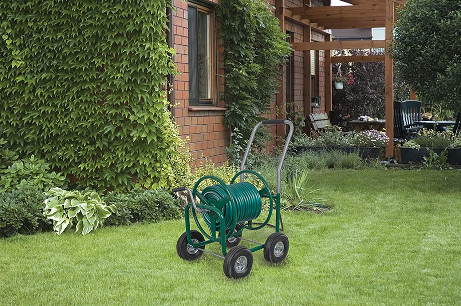AMES 2380500 Estate 4-Wheel Steel Wagon, 400-Foot Hose Capacity