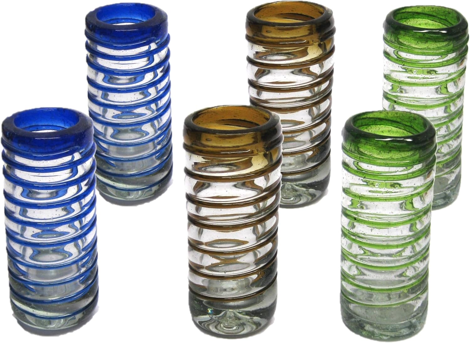 Cobalt Blue Spiral 14 oz Drinking Glasses (set of 6), Recycled Glass, Lead-free, Toxin-Free (Drinking)