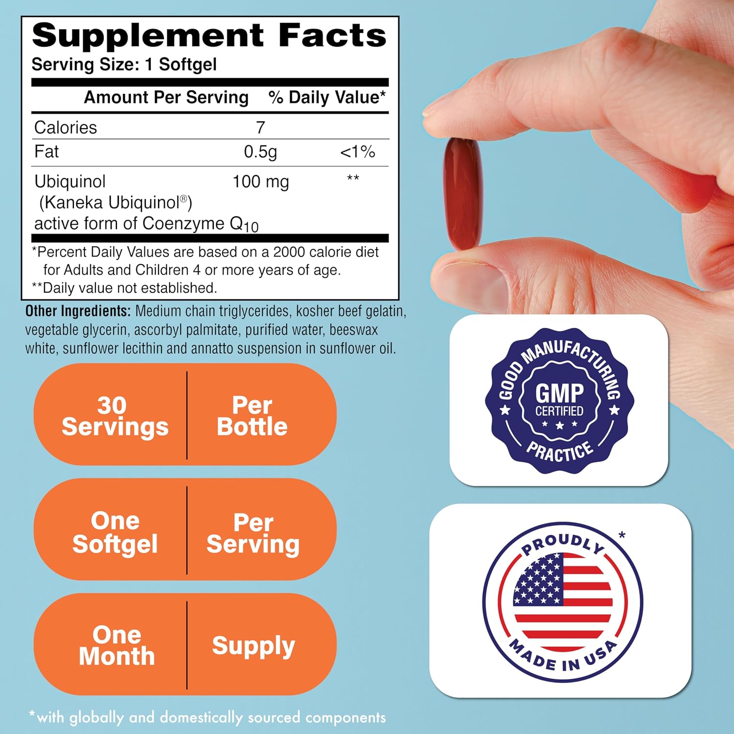 Health Thru Nutrition Ubiquinol 200mg 30 Softgels as Kaneka QH Reduced CoQ-10 | Stabilized - 3rd Party Tested | Enhanced Bioavailability | Cardiovascular & Mitochondria Function Support | Non-GMO | Reduced Form CoQ-10 Supplement, High Absorption, Cardiov…