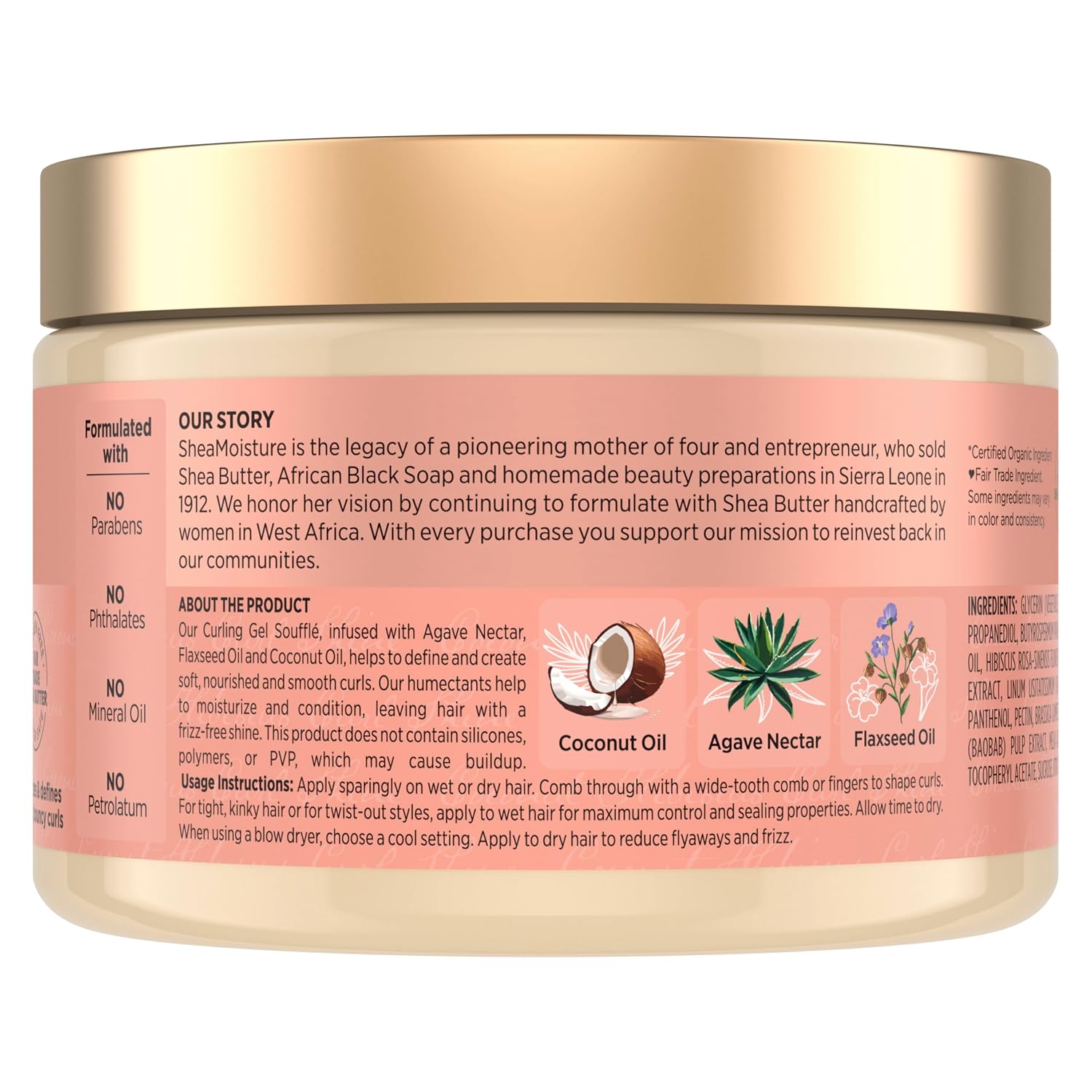 SheaMoisture Curling Gel Souffle Coconut and Hibiscus for Thick, Curly Hair to Moisturize and Protect Hair 12 oz