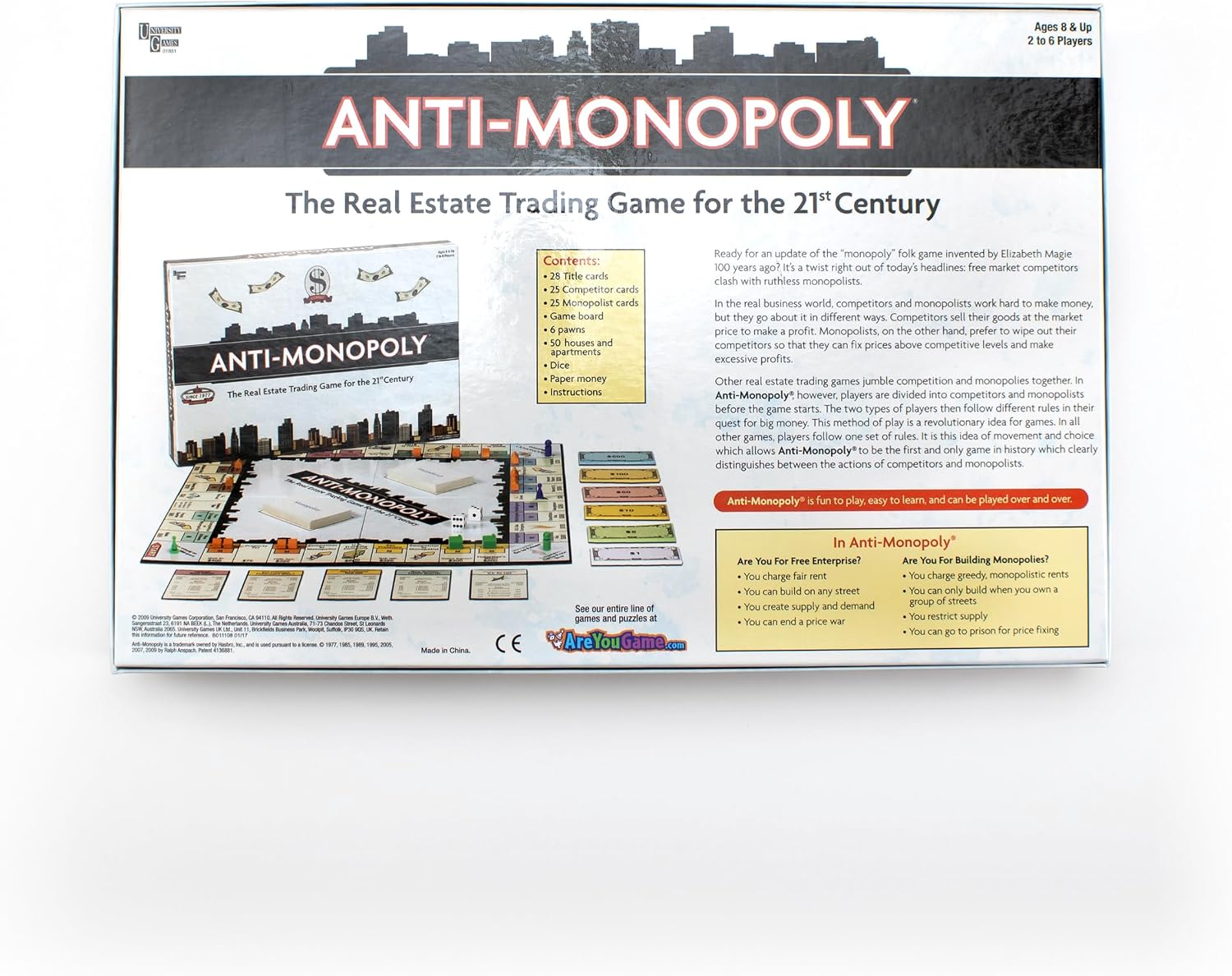 Anti-Monopoly Board Game, Play as a Capitalist or Monopolist, the Original Monopoly Game from University Games