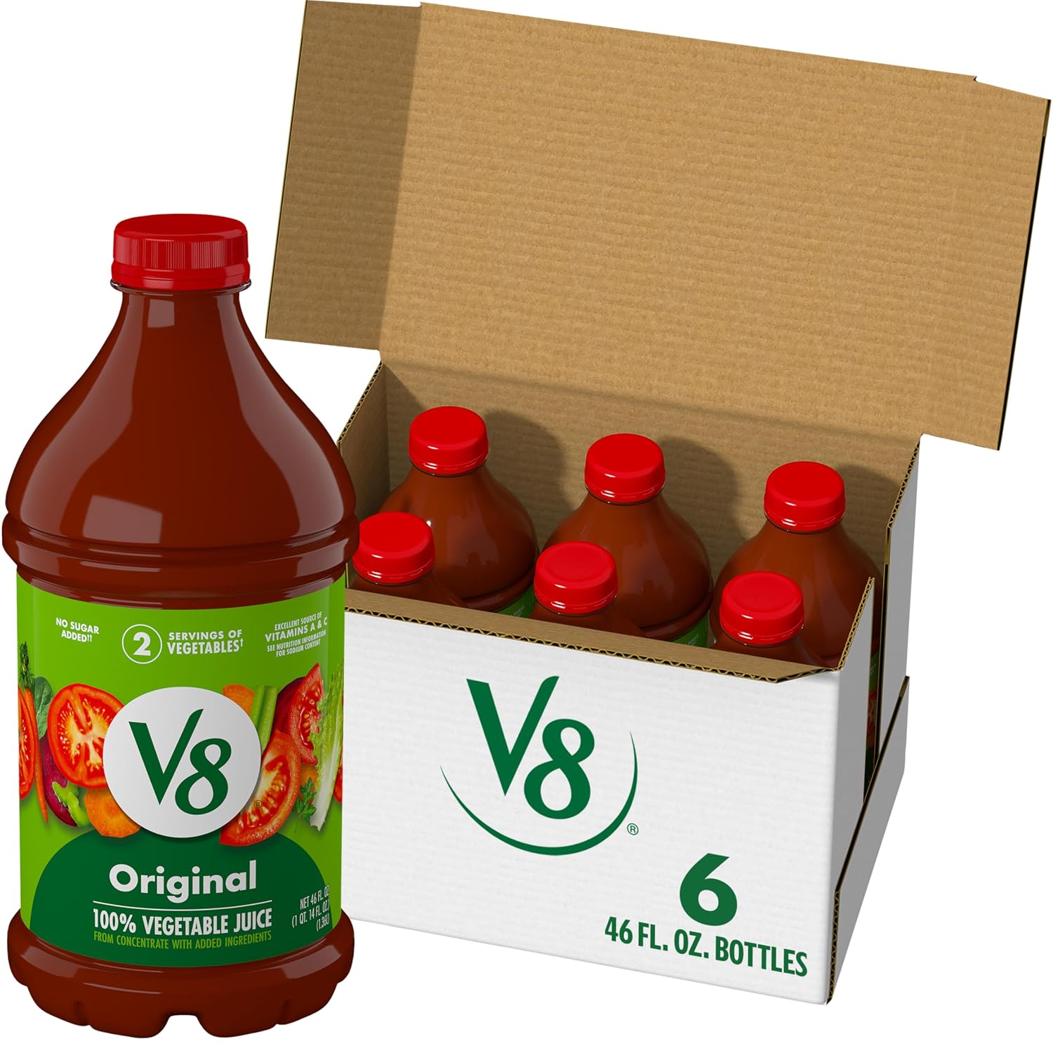 V8 Original 100% Vegetable Juice, 12 fl oz Bottle (12 Pack)
