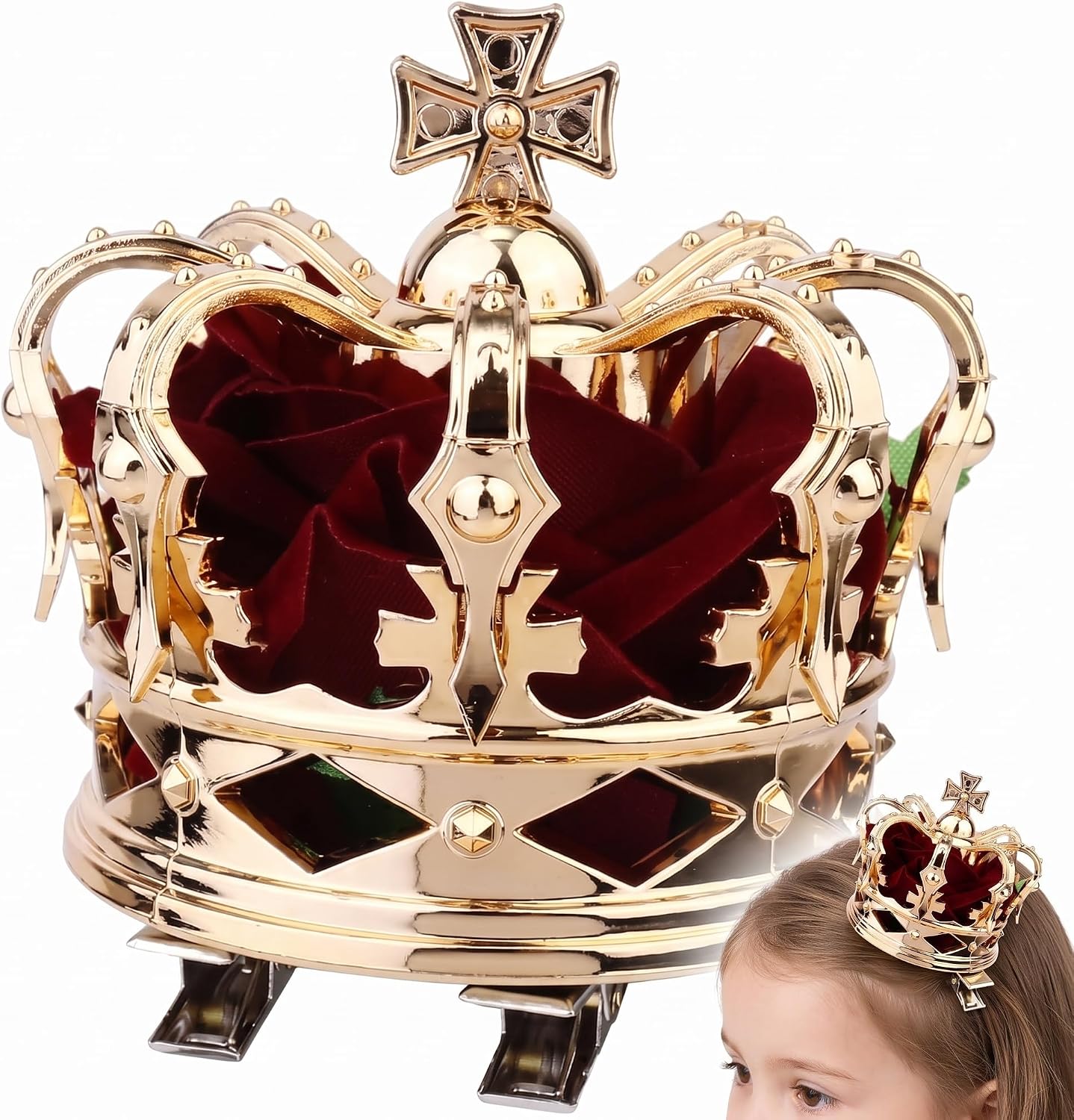 PRETYZOOM 3D Mini Queen Crown Hair Clip for Women