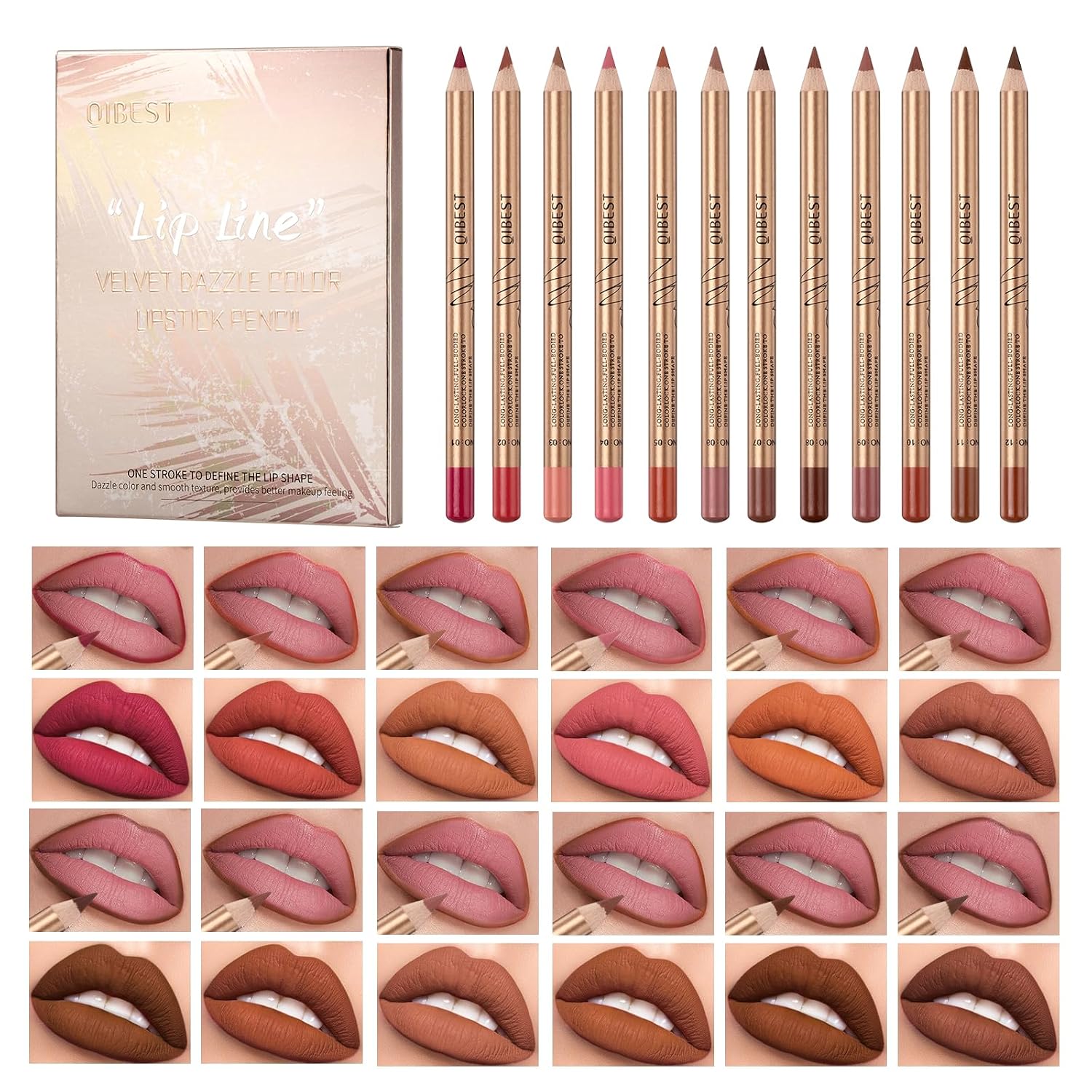 QiBest 7Pcs Matte Liquid Lipstick + 1Pcs Lip Plumper Makeup Set Kit, Pigmented Long Lasting Lip Gloss Set