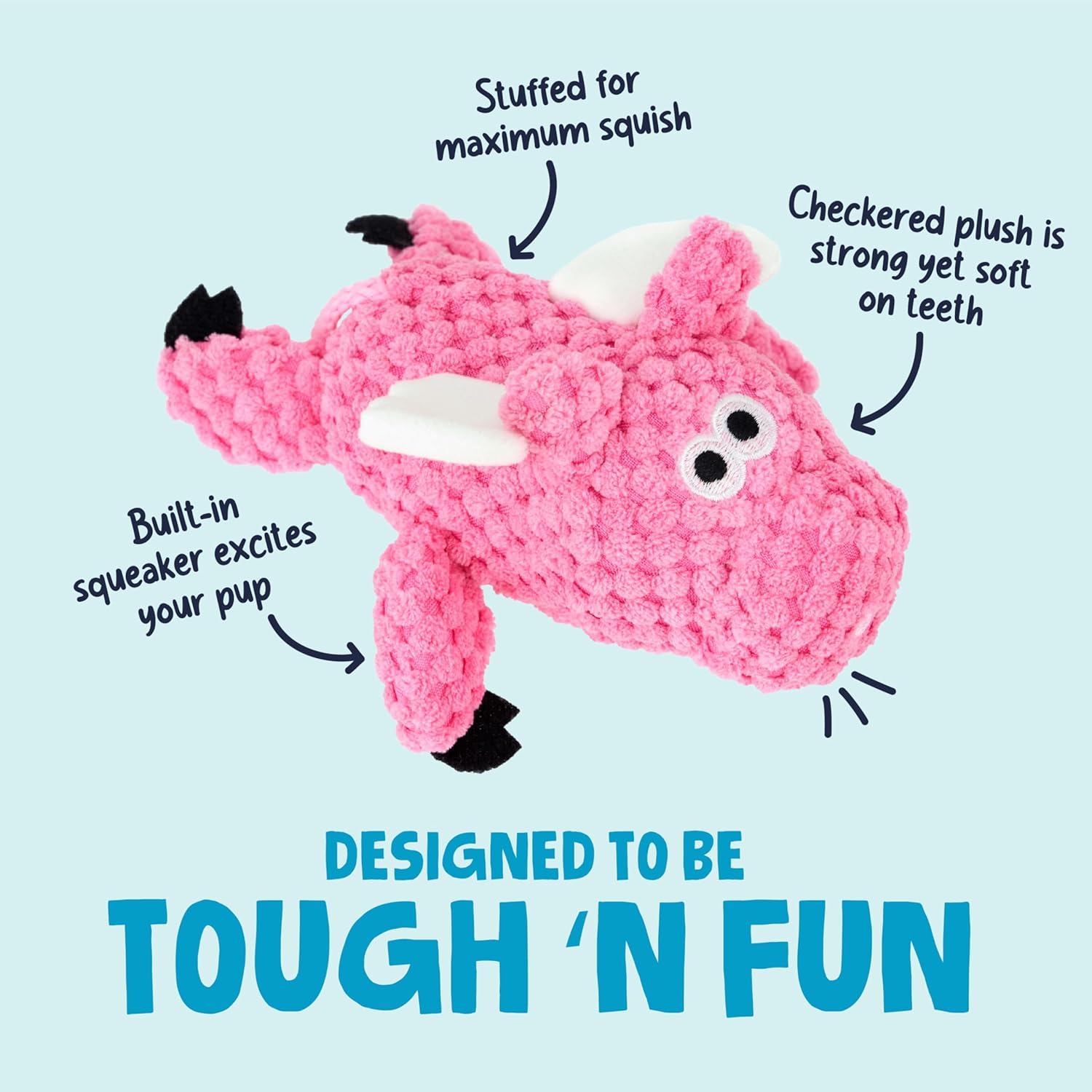 goDog Checkers Just for Me Skinny Cow Squeaky Plush Dog Toy, Chew Guard Technology - White, Mini