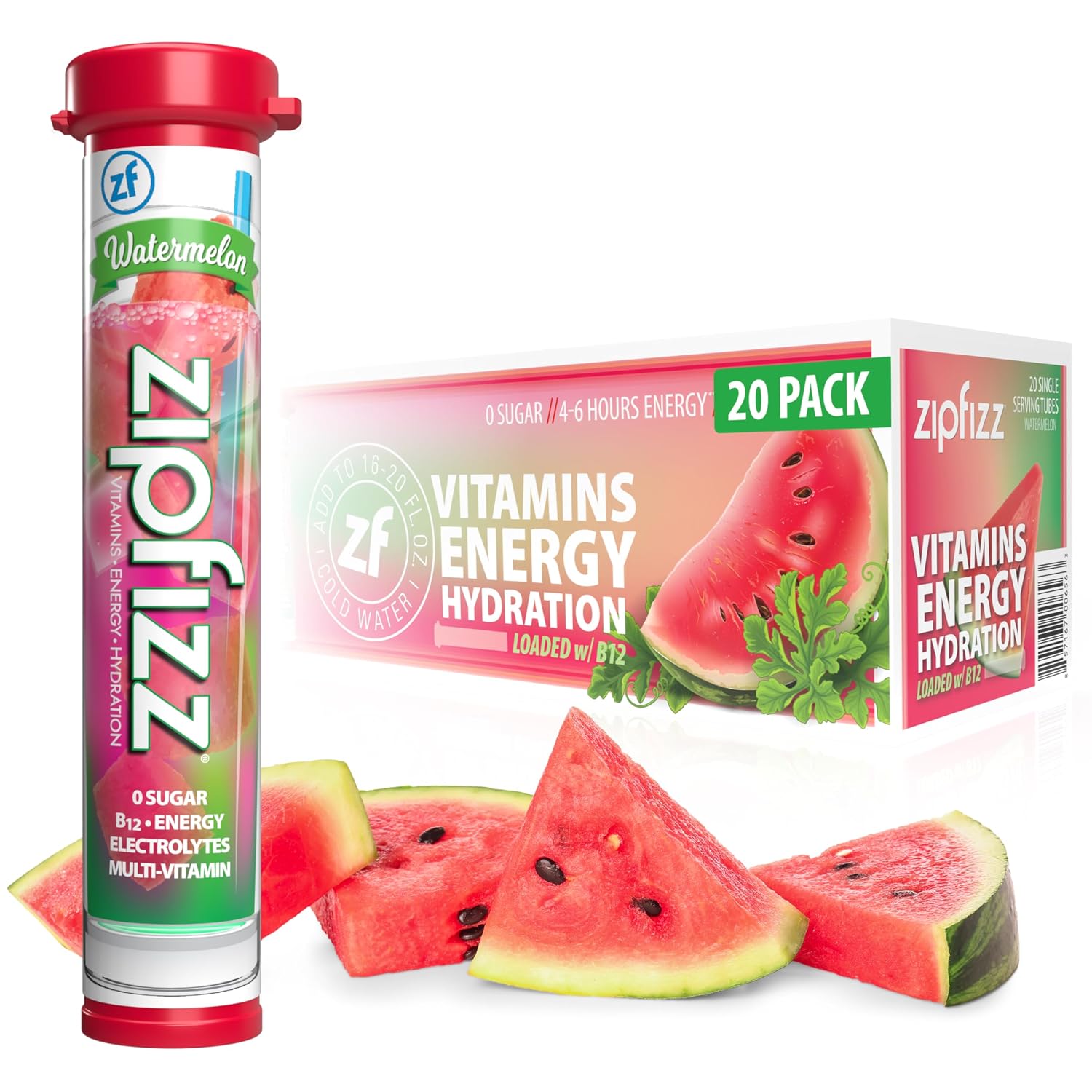 Zipfizz Energy Drink Powder, 20 Pack B12 Electrolyte - Pink Lemonade | Hydration tubes with vitamin drink benefits, 100mg caffeine, B12, electrolytes, & no artificial sugar for active lifestyle