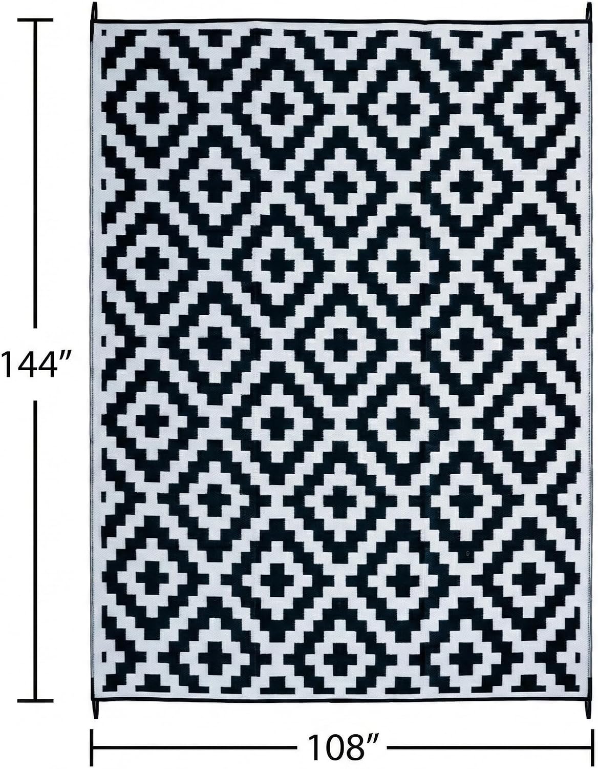 FH Home Outdoor Camping Rug - Waterproof, Fade Resistant, Reversible - Premium Recycled Plastic - Striped - Large Patio, Deck, Sunroom
