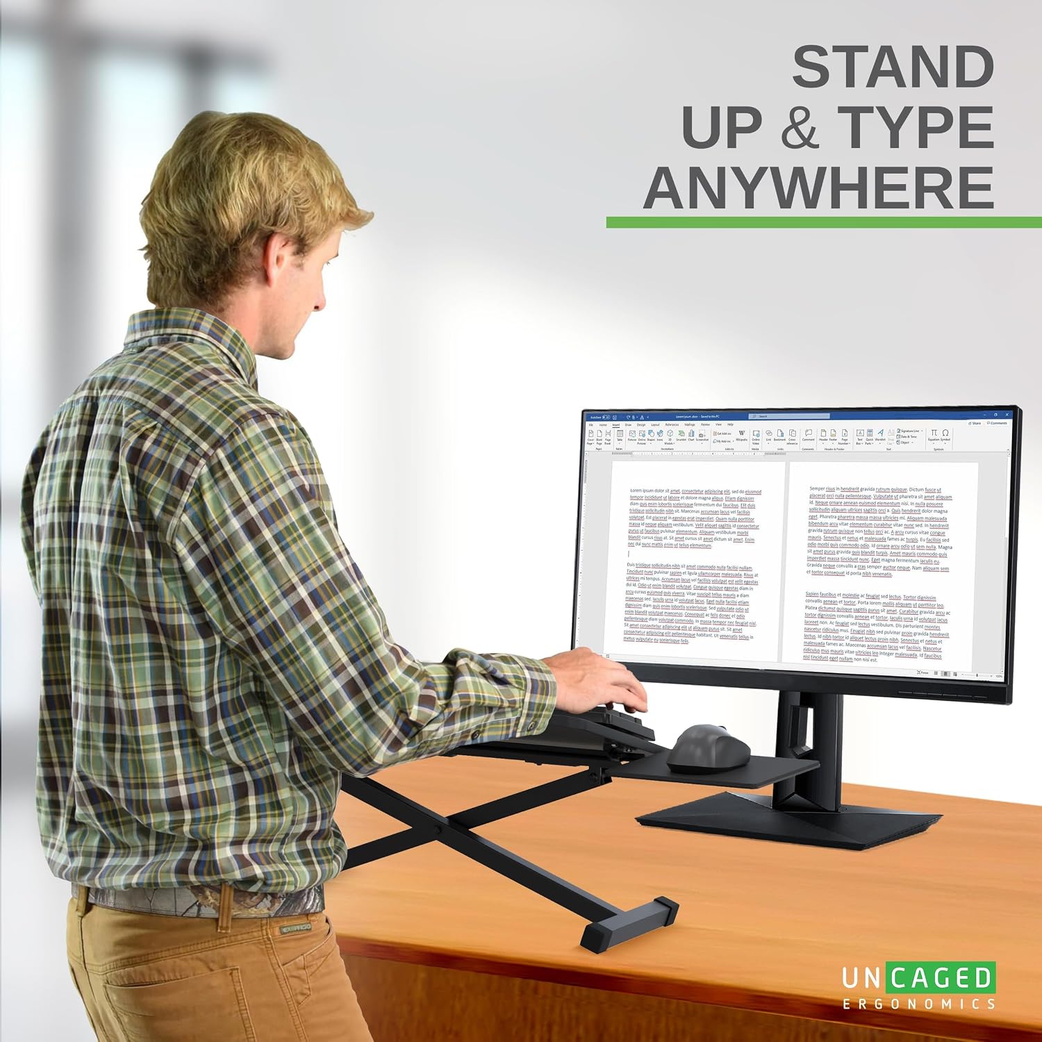 Uncaged Ergonomics KT3 Computer Keyboard Stand & Riser for Desk, Adjustable Raised Wrist Friendly Keyboard Stand Tray & Mouse Stand Lift Negative TIlt