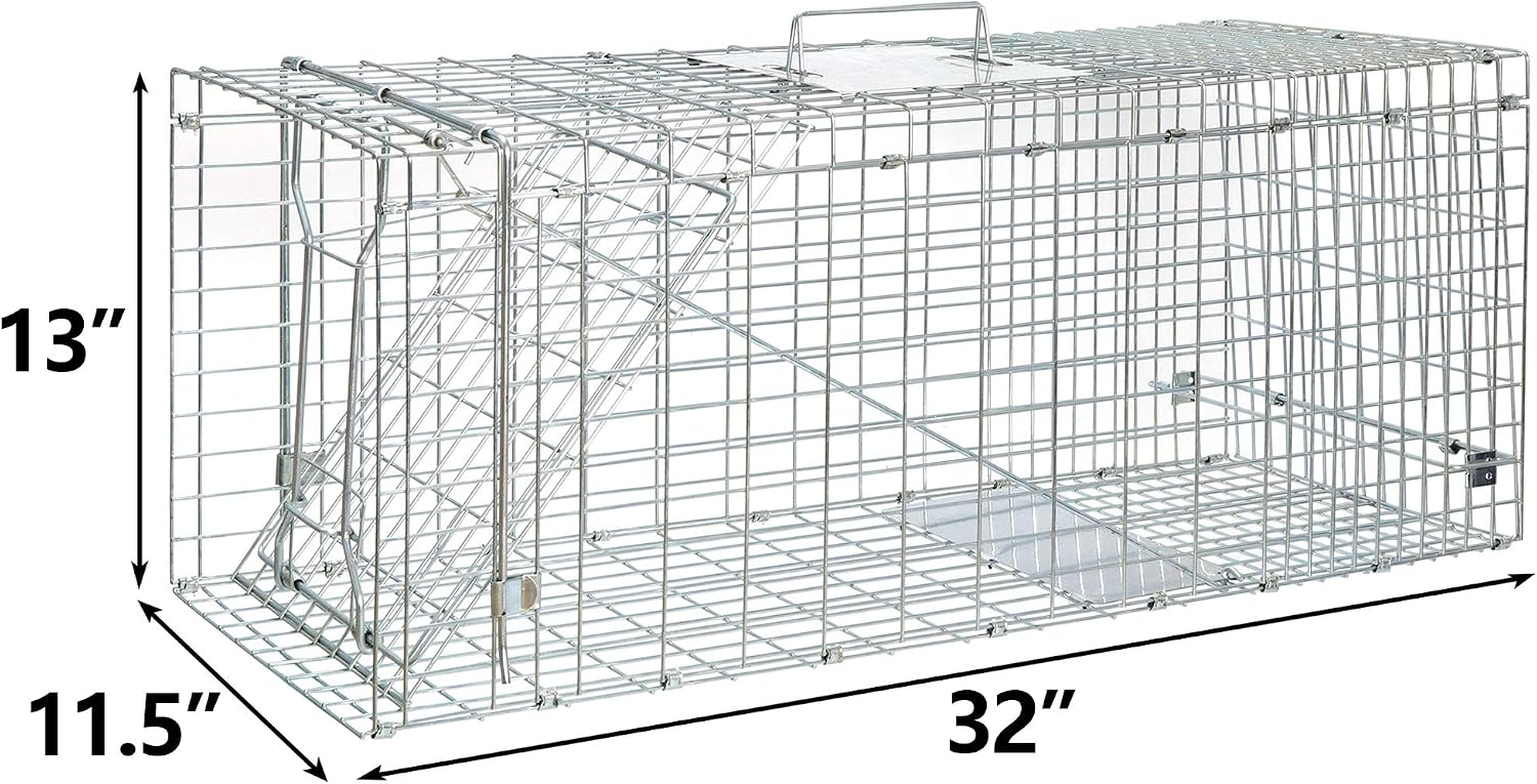 ANT MARCH 32'' Live Animal Cage Trap with Gloves Steel Humane Release