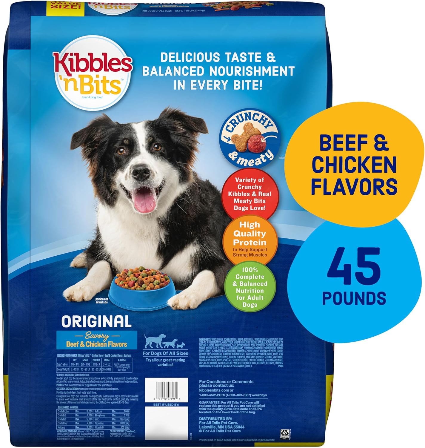 Kibbles 'n Bits Original Dry Dog Food, Beef & Chicken Flavors, 3.5 lb. Bag | Complete & Balanced Nutrition Formulated For Adult Dogs With Essential Vitamins & Minerals, Crunchy Kibble Pieces