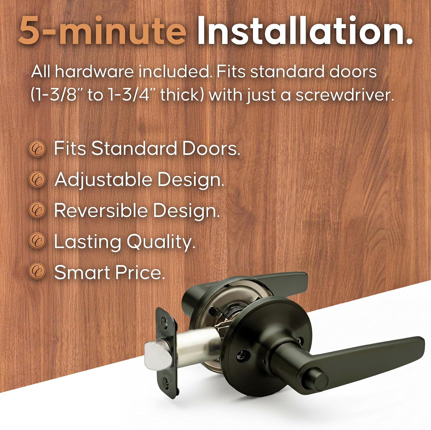 Copper Creek DL1231SS Daley Push Button Privacy Door Lever, Satin Stainless