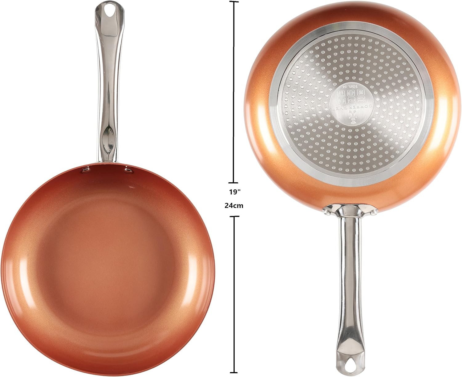 Copper Chef 10 Inch Round Frying Pan With Lid - Skillet with Ceramic Non Stick Coating. Perfect Cookware For Saute And Grill