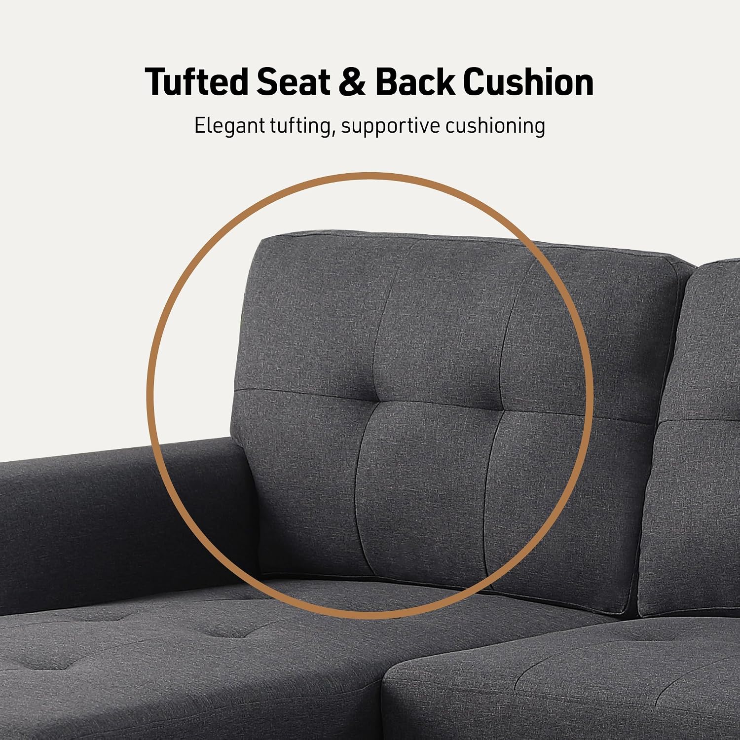 Lilola Home Convertible Sectional Sleeper Sofa Bed 84 Inch, L Shaped Couch with Pull Out Bed, Storage Chaise, Removable Back Cushions for Living Room, Office, Linen Fabric, Dark Gray