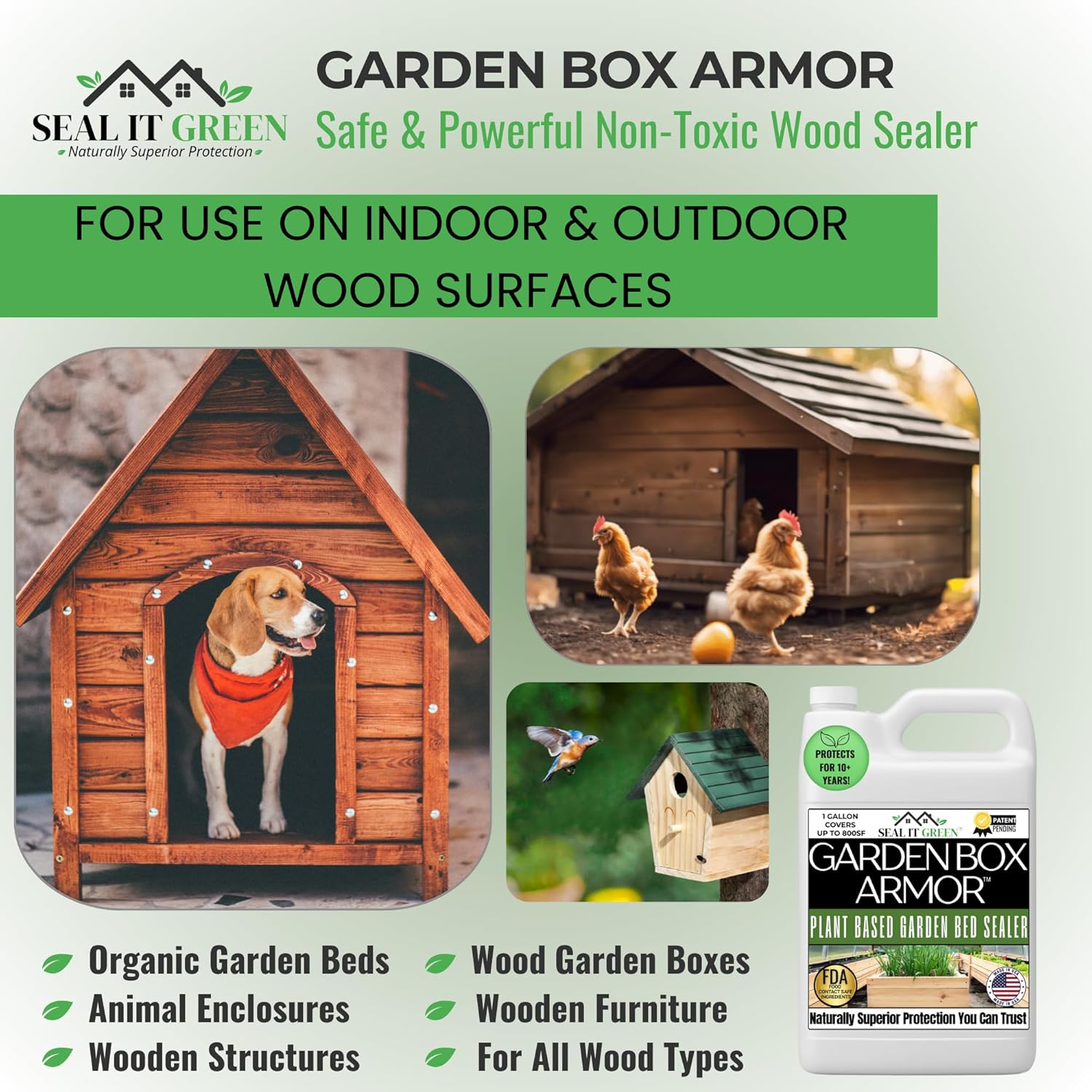 Garden Box Sealer | FDA Food Contact Safe Plant-Based Wood Sealant for Raised Bed