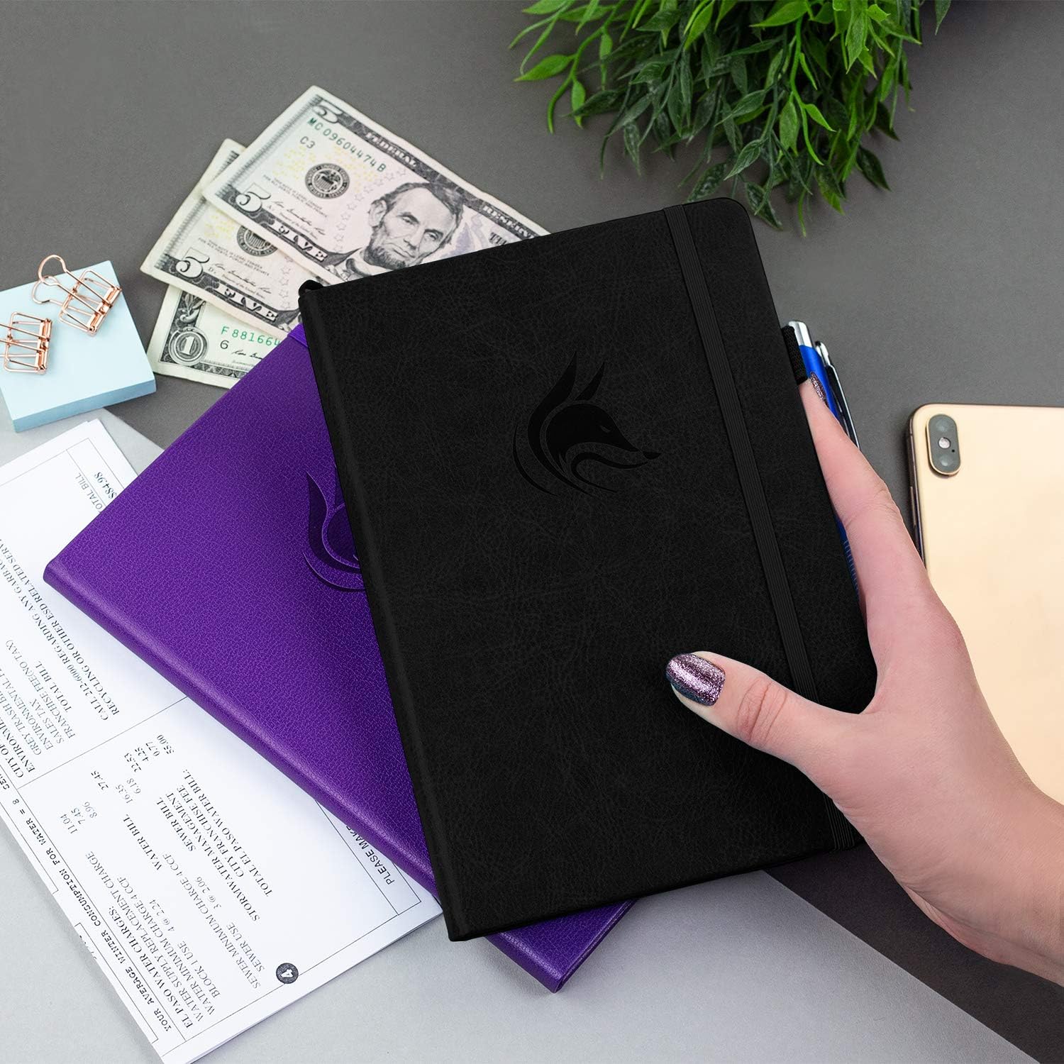 Clever Fox Check Register Book, Checkbook Ledger, 5.8x8.3 Purple