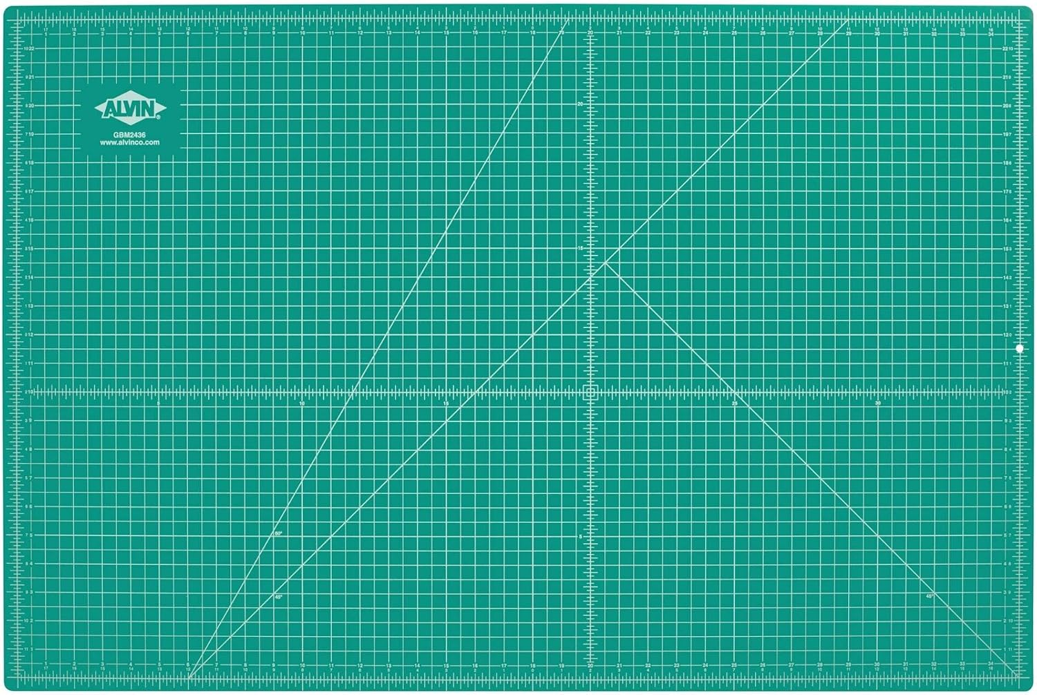 ALVIN GBM Self-Healing Cutting Mat 24 x 36 inch | Double-Sided Green/Black | 5-Layer Gridded Surface for Arts, Crafts and Sewing - Model GBM2436