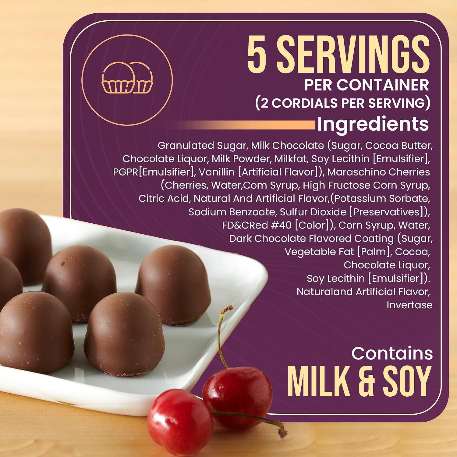 Queen Anne French Vanilla Chocolate Covered Cordial Cherries | 6.6 oz | 10 Piece Gift Boxes | Whole Maraschino Cherry Creamy Filled Liquid Center | Holiday Party Chocolate Candy