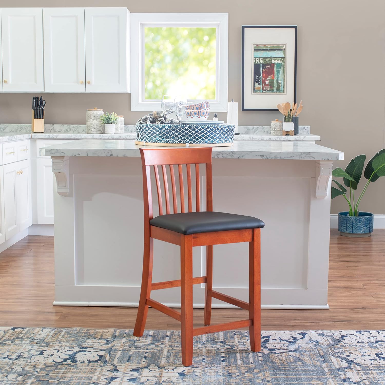 Linon Torino Collection Craftsman Counter Stool, 17.25"W x 19.5"D x 37"H, Black