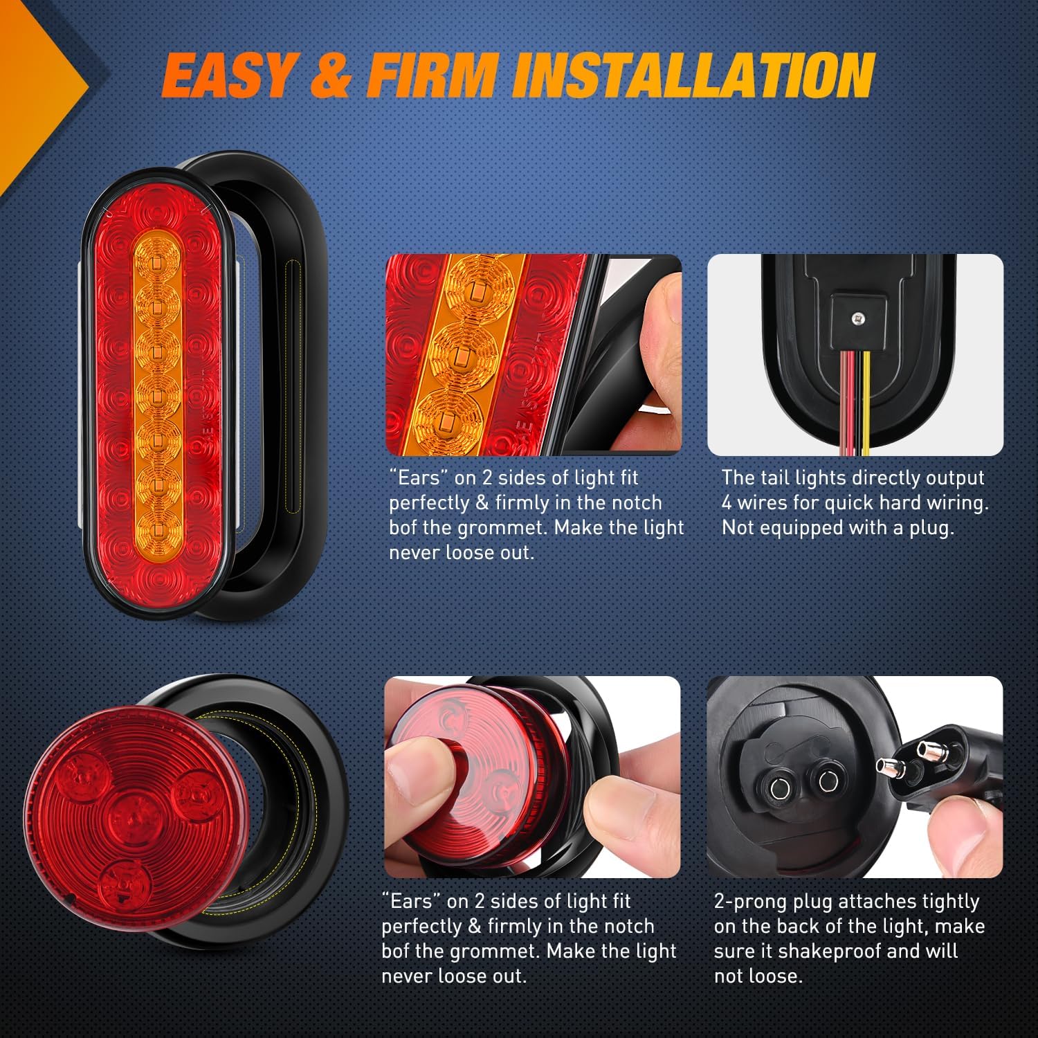 Nilight Steel Weld-On Trailer Light Box Kit with 6 Inch Oval LED Tail Light