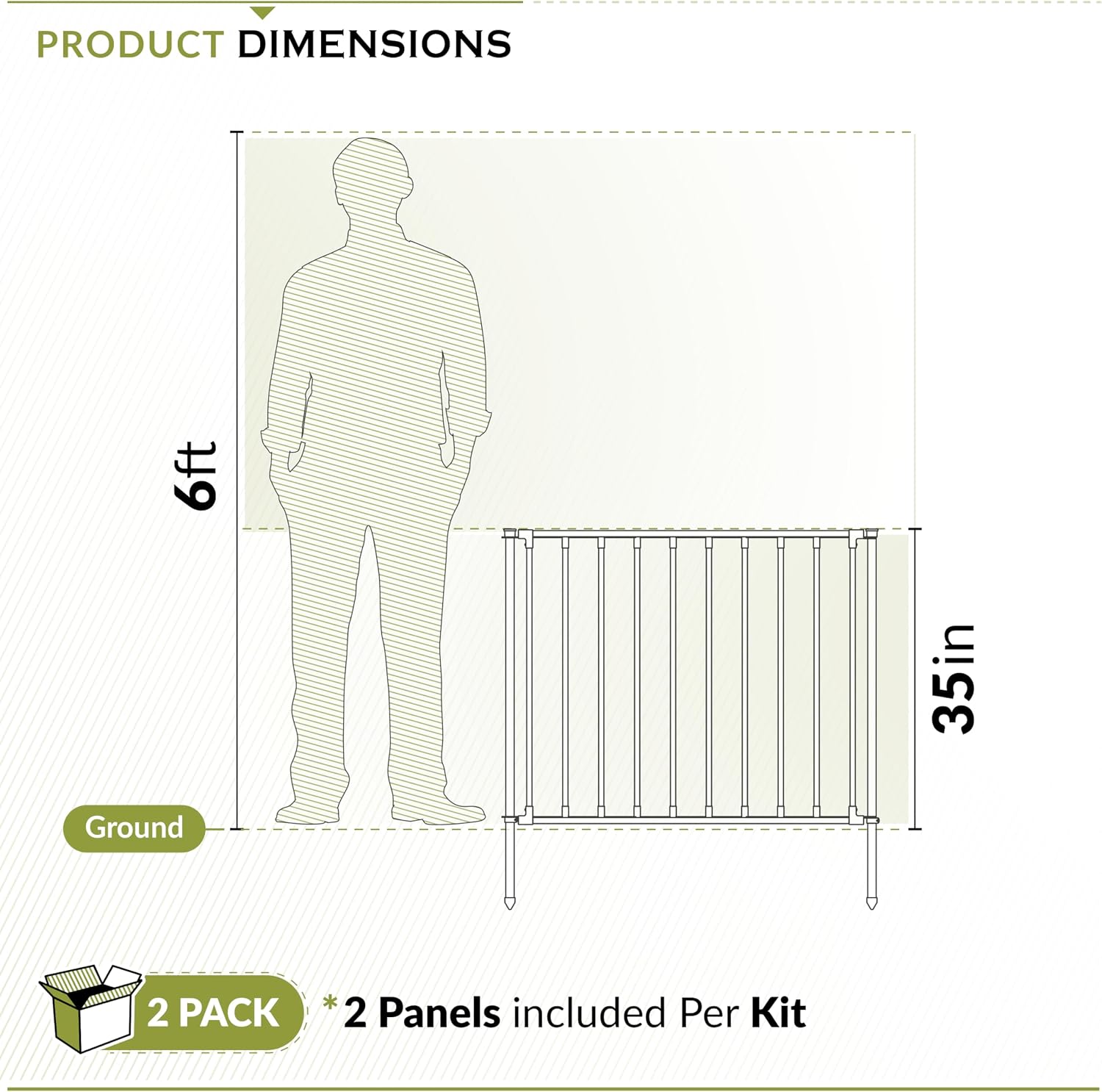 Zippity Madison Picket Fence Panels, White Vinyl DIY No Dig Kit | 2.5ftH x 2.3ftW, White, 2 Panels, Garden Border or Yard Enclosure, ZP19001