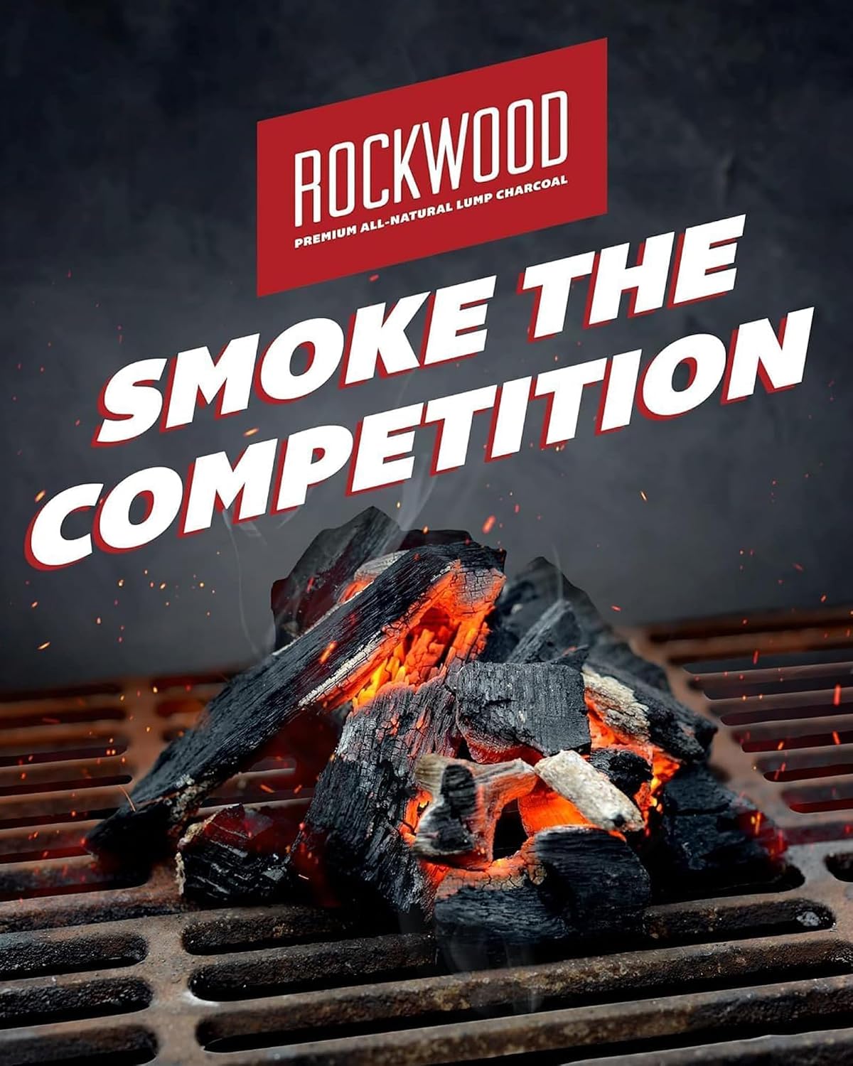 Rockwood Natural Lump Charcoal – Hardwood Lump Charcoal - 20 lbs, 1 Pack | Hardwood Lump Charcoal with Blend of Oak, Hickory & Cherry - Clean Burn, High Heat Grilling & Smoking - For Kettle & Kamado