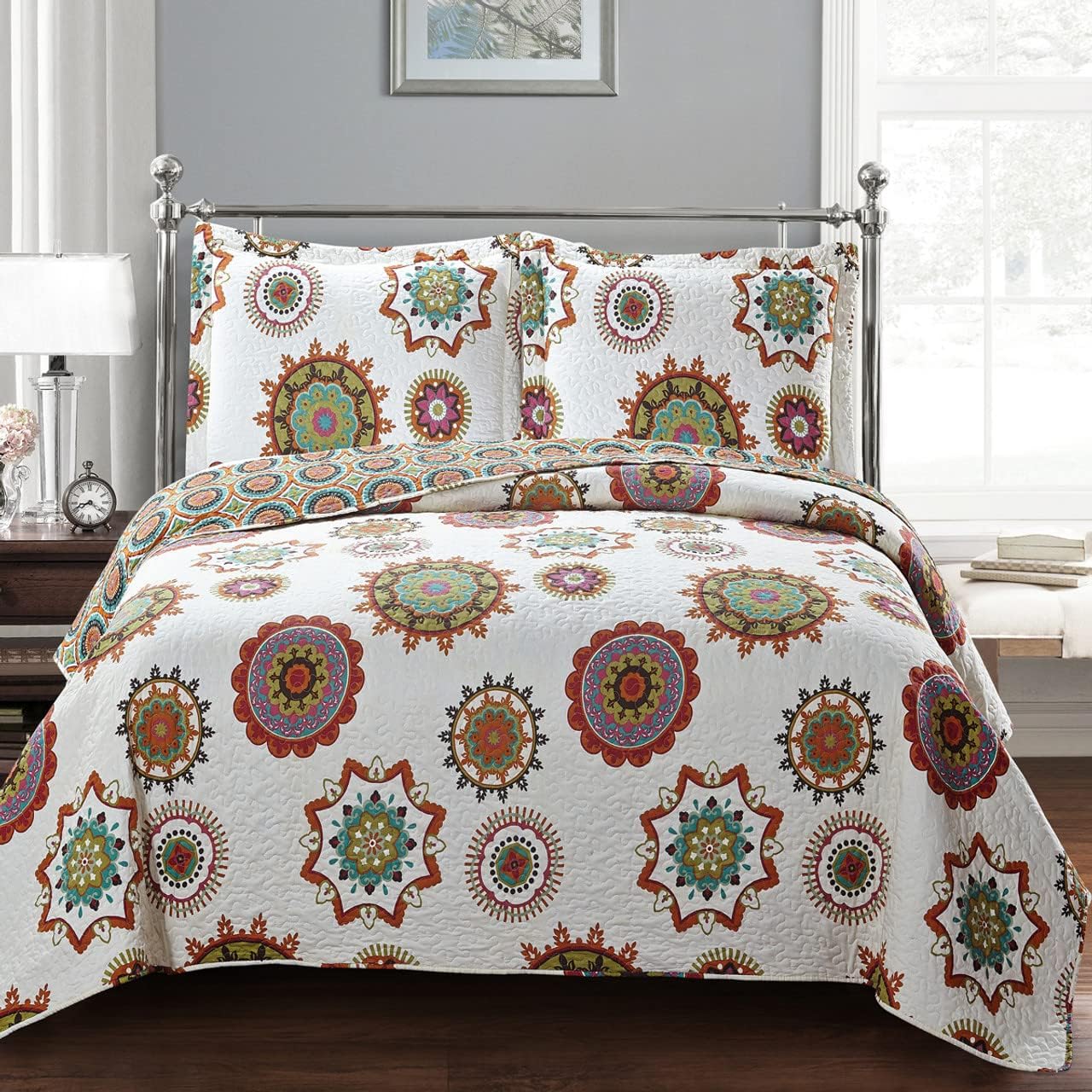 Royal Hotel Ayat Birds Oversized Coverlet Set Queen Size – Luxury Queen Quilt Bedspread, All Season Soft Filled Quilts