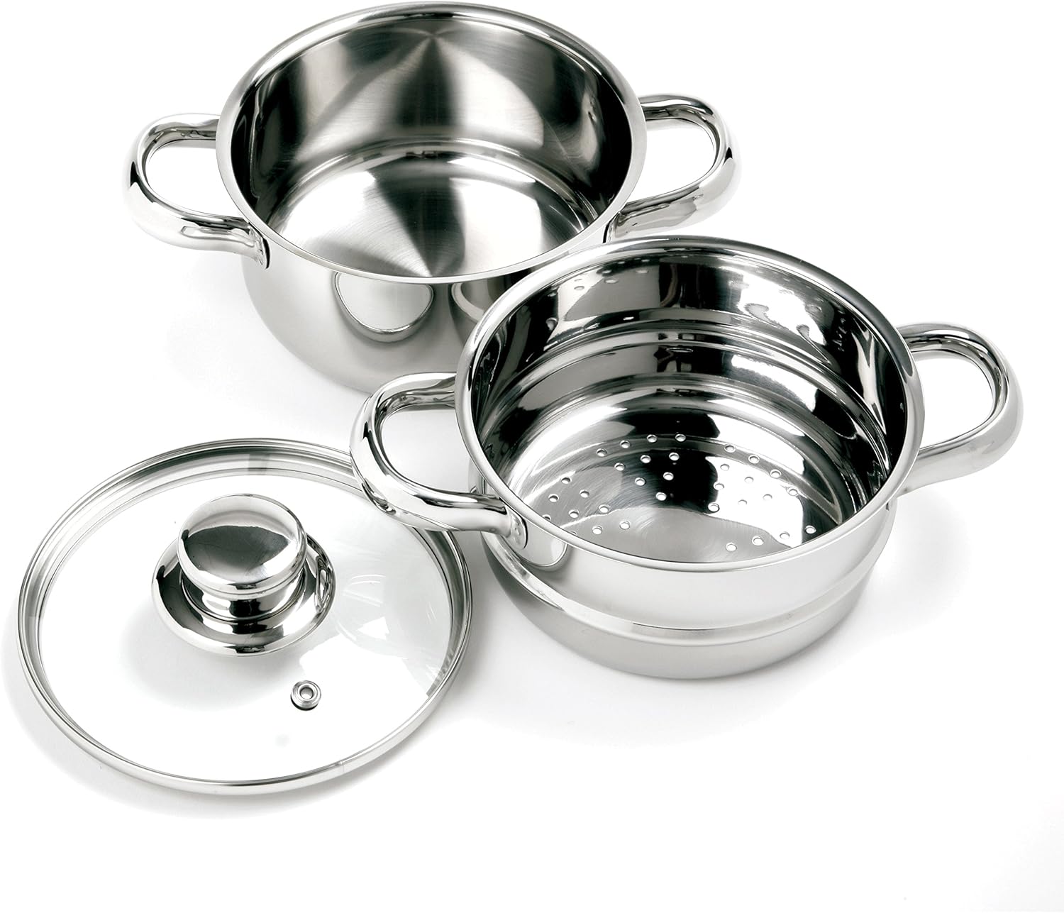 Norpro 1-Quart Stainless Steel Mini Steamer Cooker Set (3 Piece)
