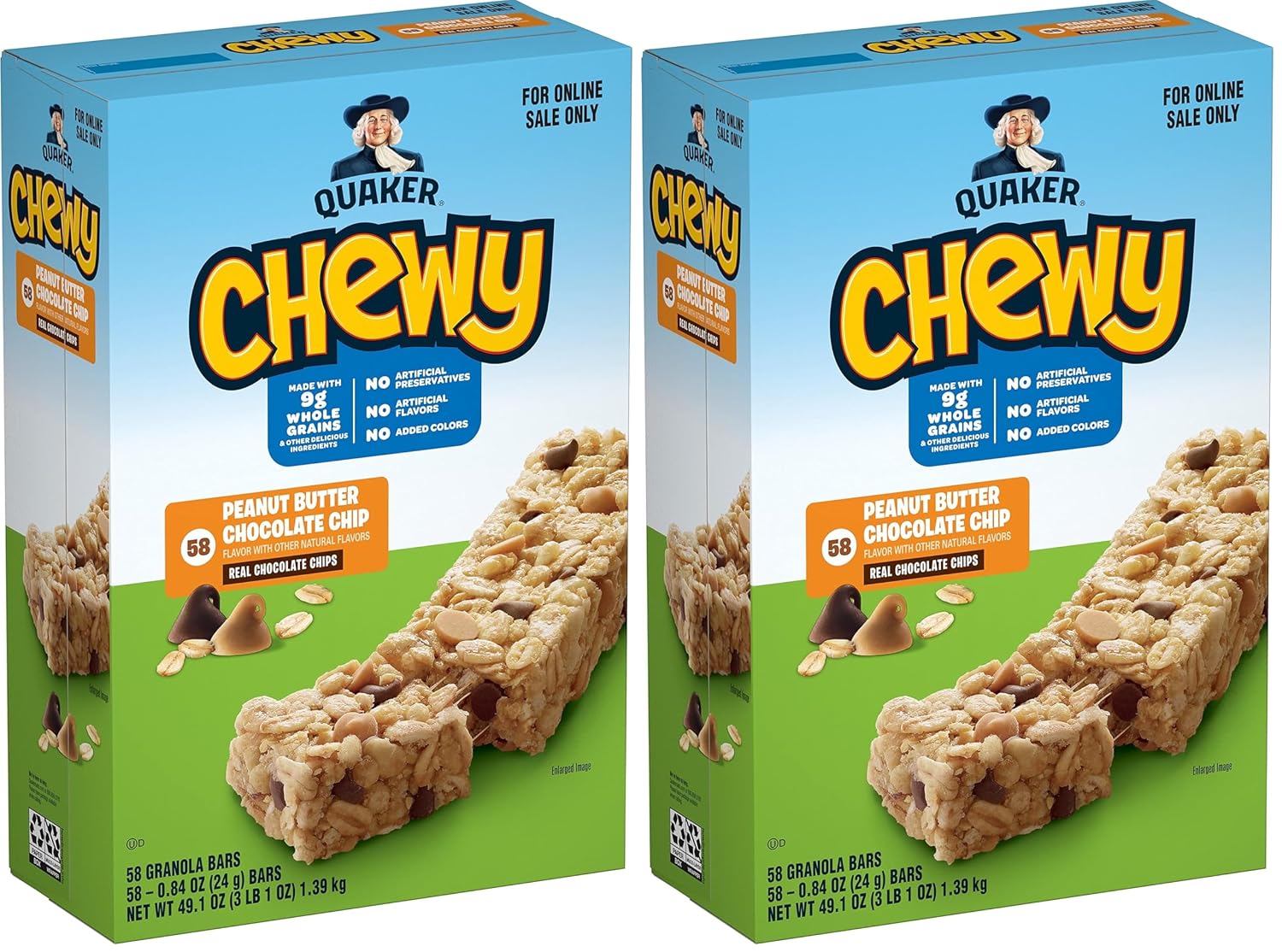 Quaker Chewy Granola Bars, Chocolate Chip, 58 Count - Packaging May Vary
