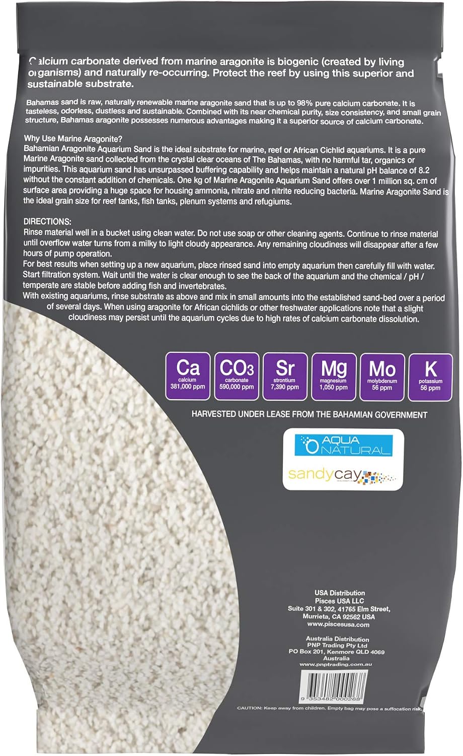Aqua Natural Aquarium Sand, Coarse Aragonite, 10lb