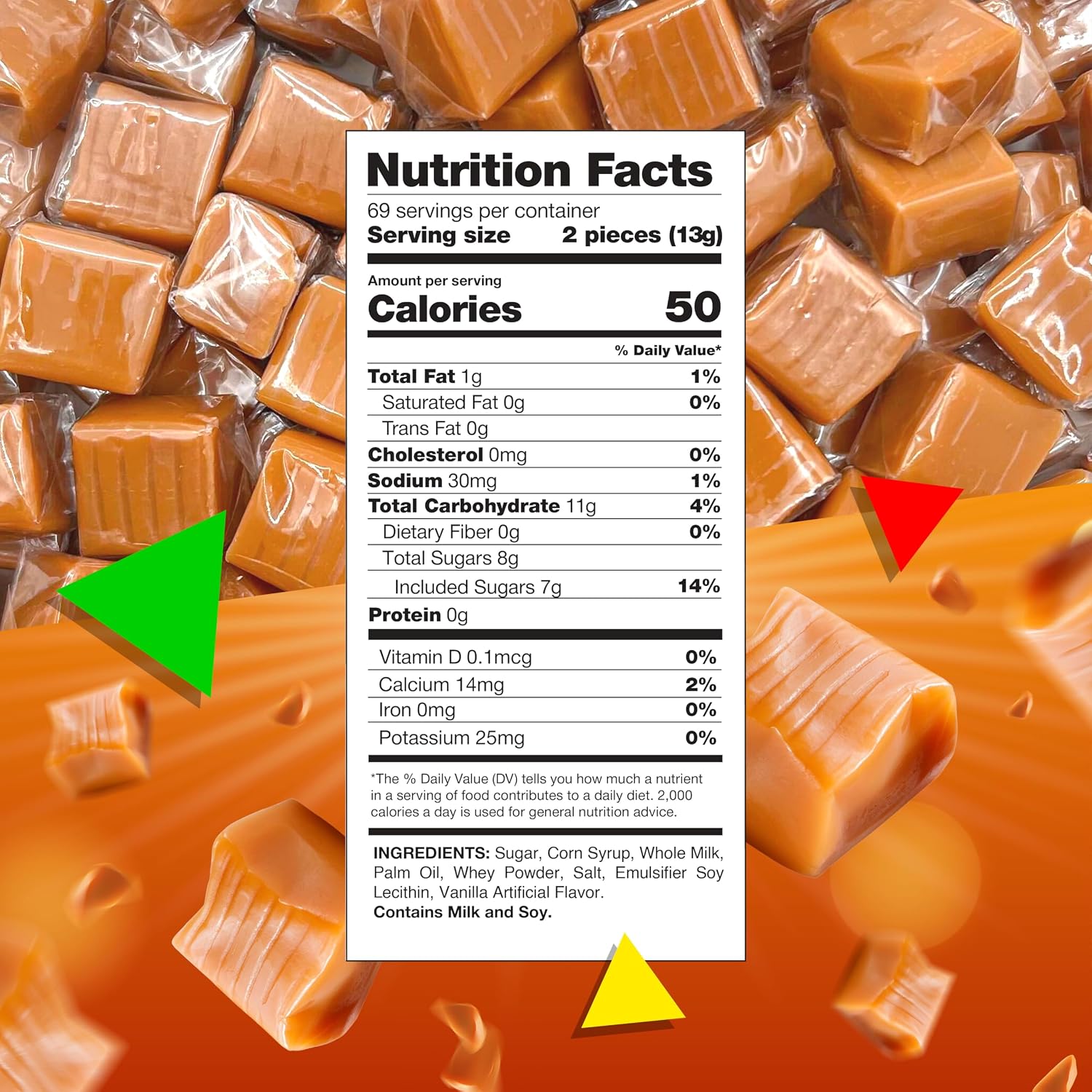 Caramel Candy Individually Wrapped, Caramel Cubes, 2 Lb Bag