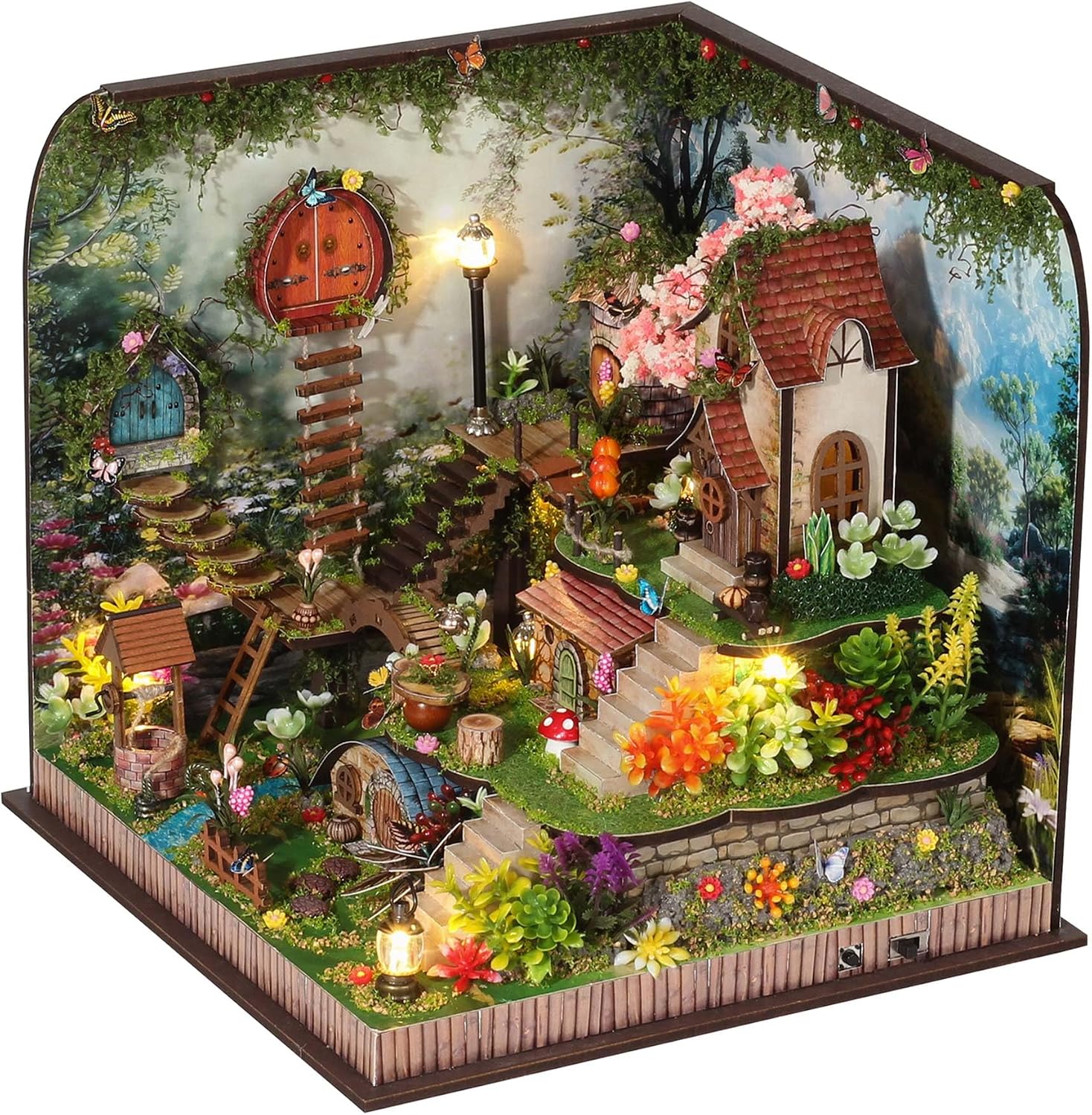 Kisoy Romantic and Cute Dollhouse Miniature DIY House Kit Creative Room Perfect DIY Gift for Friends,Lovers and Families (Sunny Holiday Time)