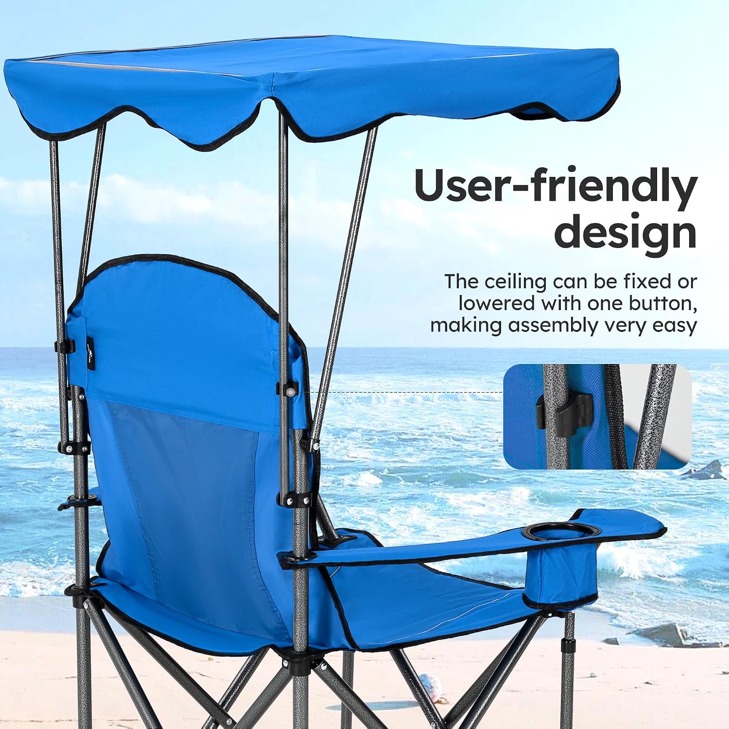 ALPHA CAMP Heavy Duty Canopy Camping Chairs with Adjustable Sunshade | Heavy duty 400 LBS, Steel Frame, Sturdy, Ergonomic,600D Oxford fabric ,Phone holder Cup holder,Carry Bag,Easy to set up