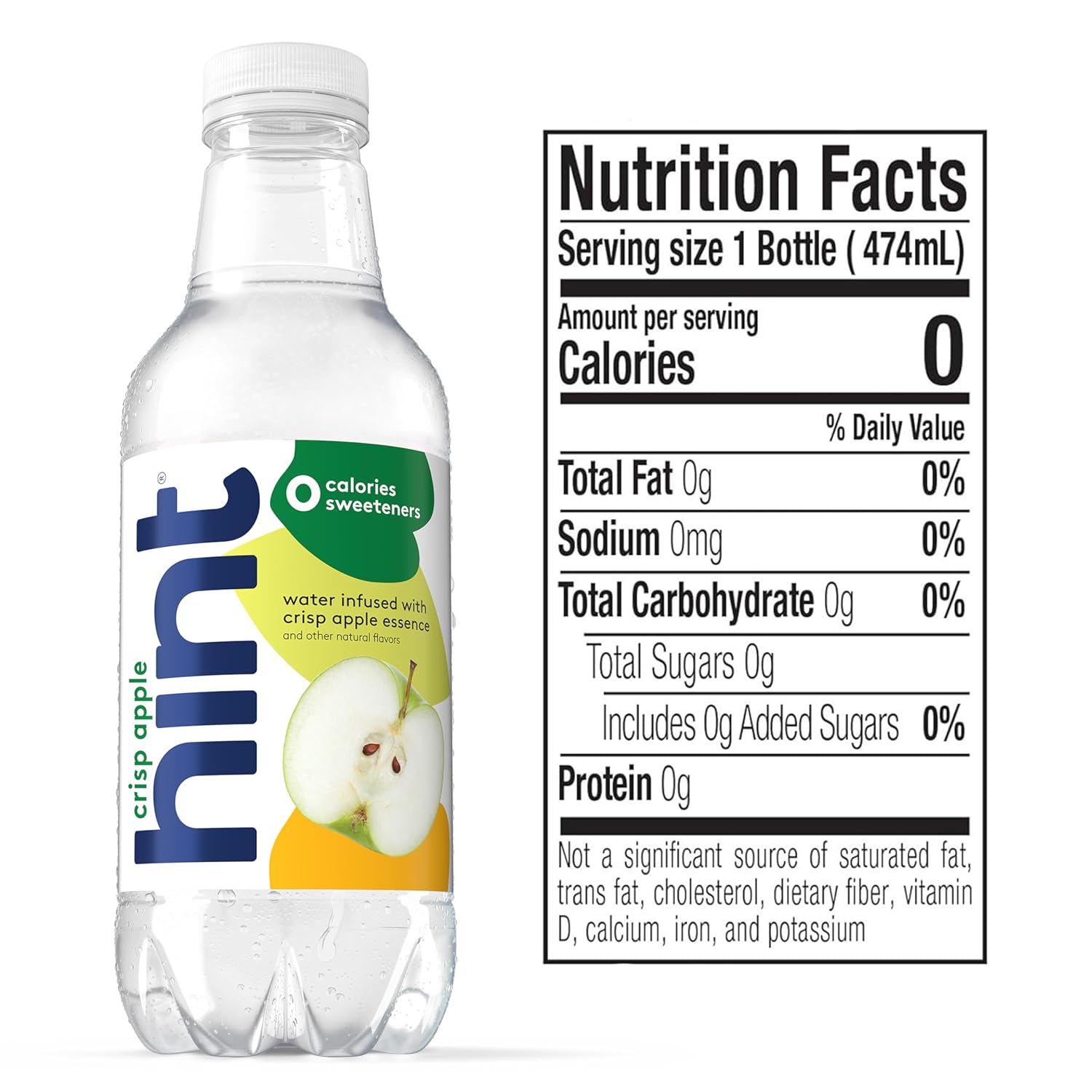 Hint Flavored Water Zero Sugar 0 Calories - Pineapple 16 FL Oz (12 pack) | Crisp, refreshing water, fruit flavors. 0 calories, 0 sugar, 0 sweeteners. Hydration for wellness. Gluten-free, Kosher, Vegan