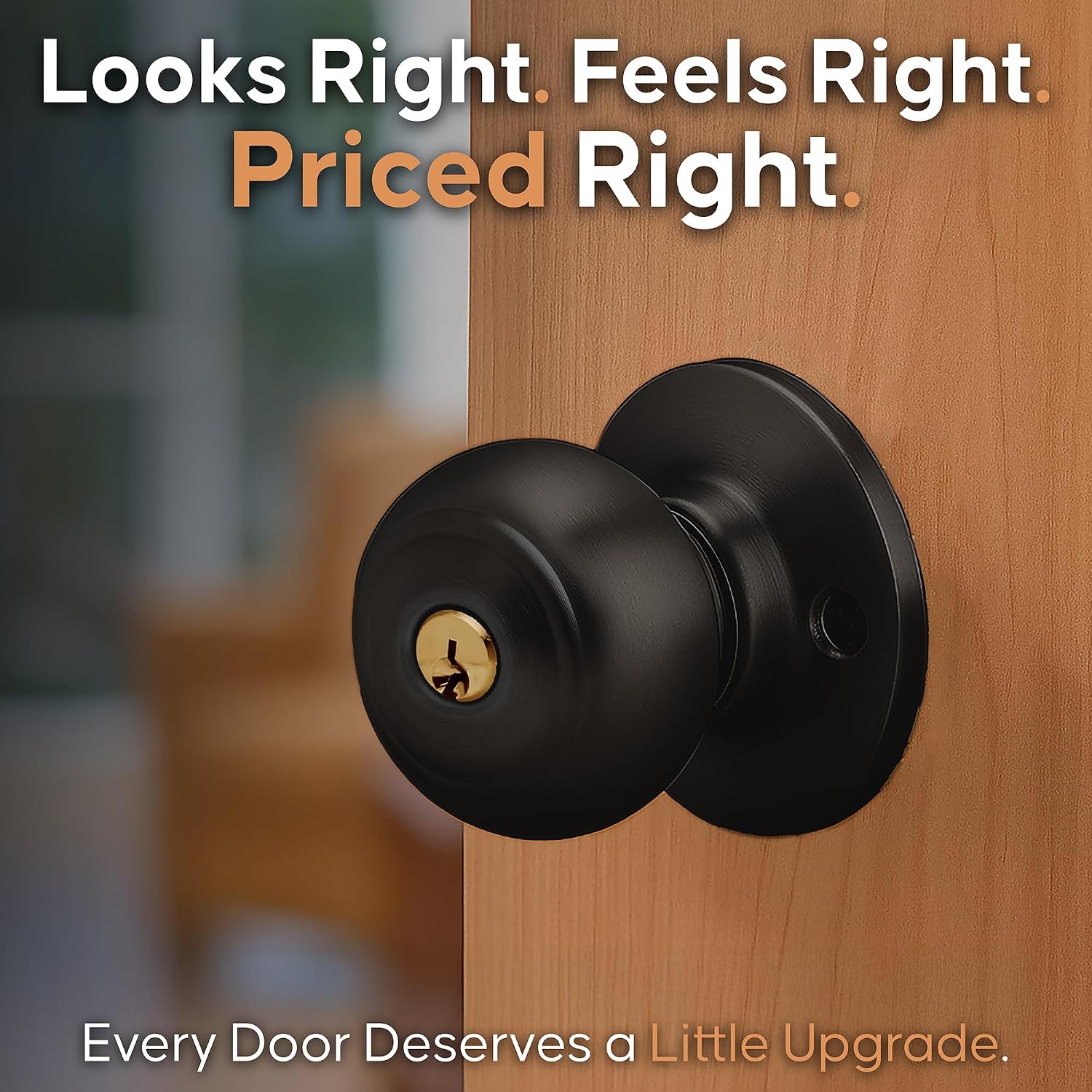 Copper Creek Colonial Privacy Interior Door Knob – ANSI Grade-3 Certified, Modern Heavy Duty Handle, Easy Install and Reversible for Bedroom, Bathroom and Closets – Satin Stainless (1 Pack)