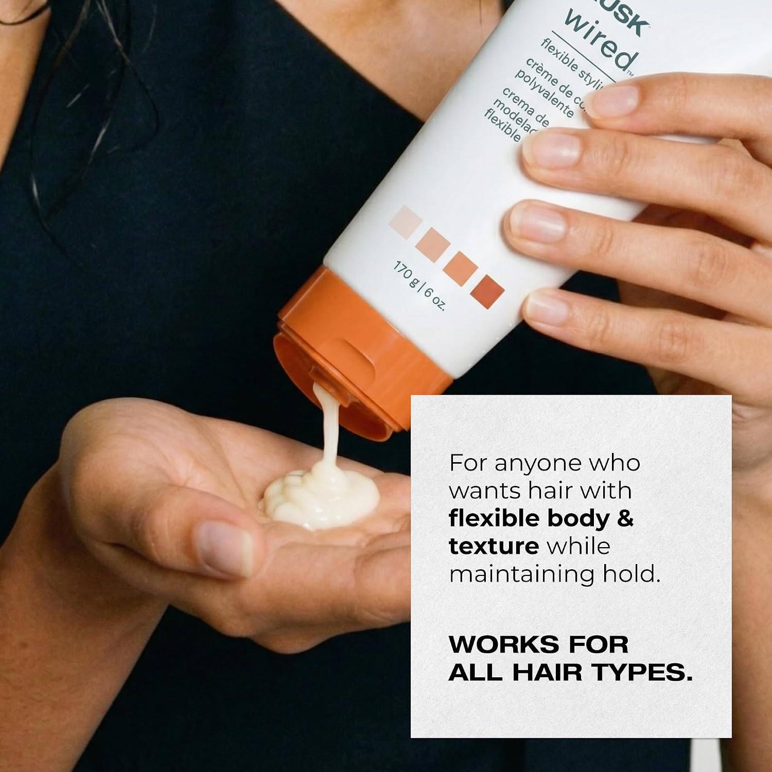 RUSK Wired Flexible Styling Cream - Frizz Control Hair Styling Products for Textured Definition & Pliable Hold - Flexible Hair Cream for All Types (6 oz)
