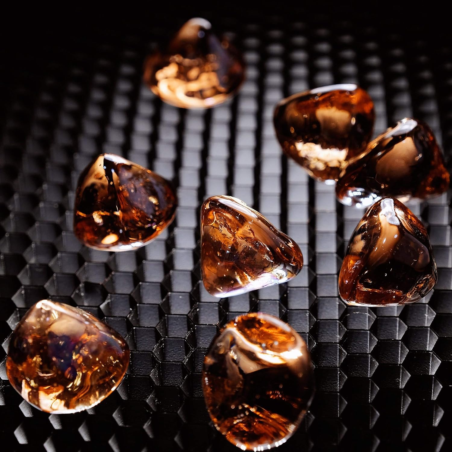 Fire Glass Diamond 1 Inch Fire Pit Glass Rocks for Propane or Gas Fire Pit （10 Pounds Margarita Azura Blue ） Gift Package